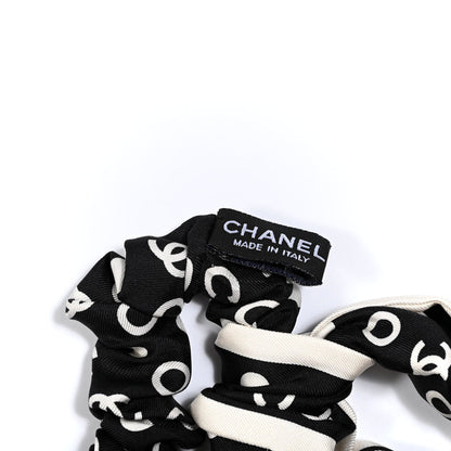 Chanel Silk CC Twilly Hair Tie Black White 3 of 3