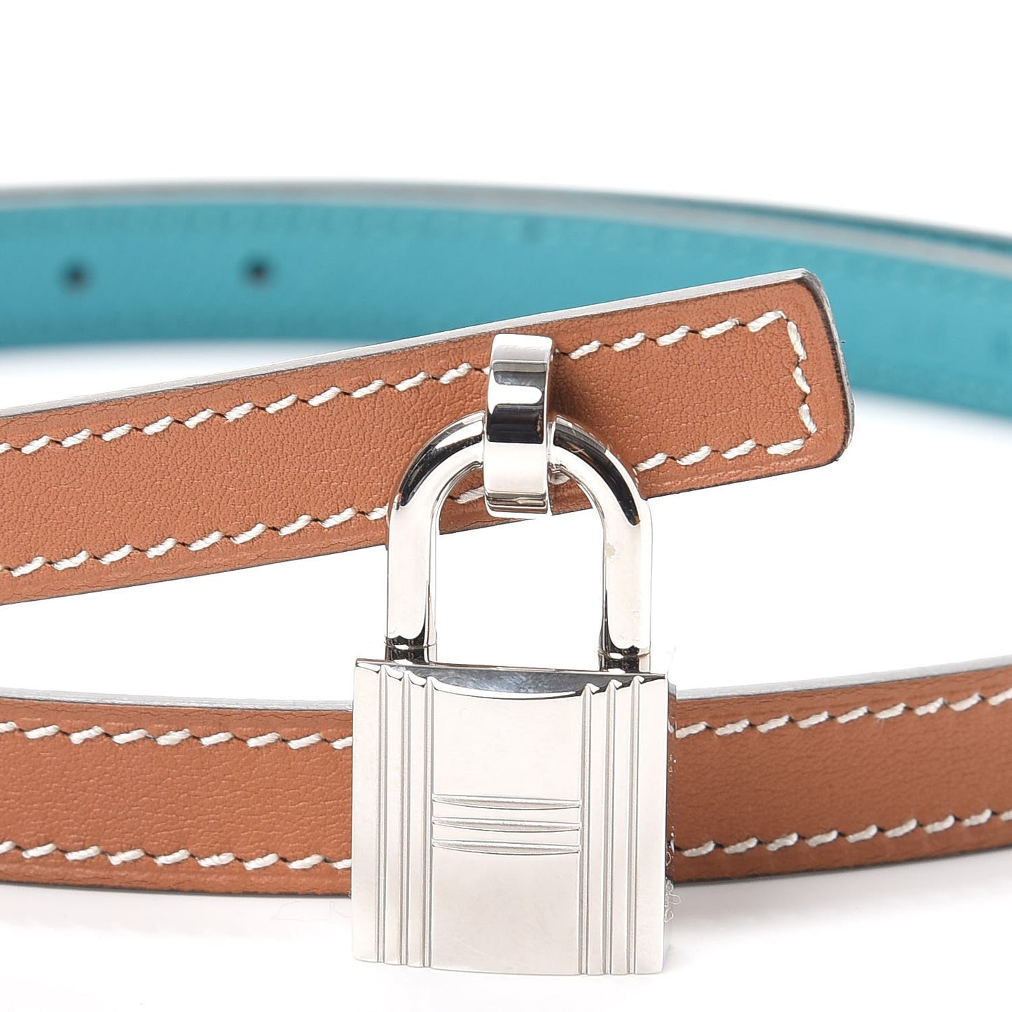 Swift Epsom 13mm Romance Belt 75 Gold Bleu Paon