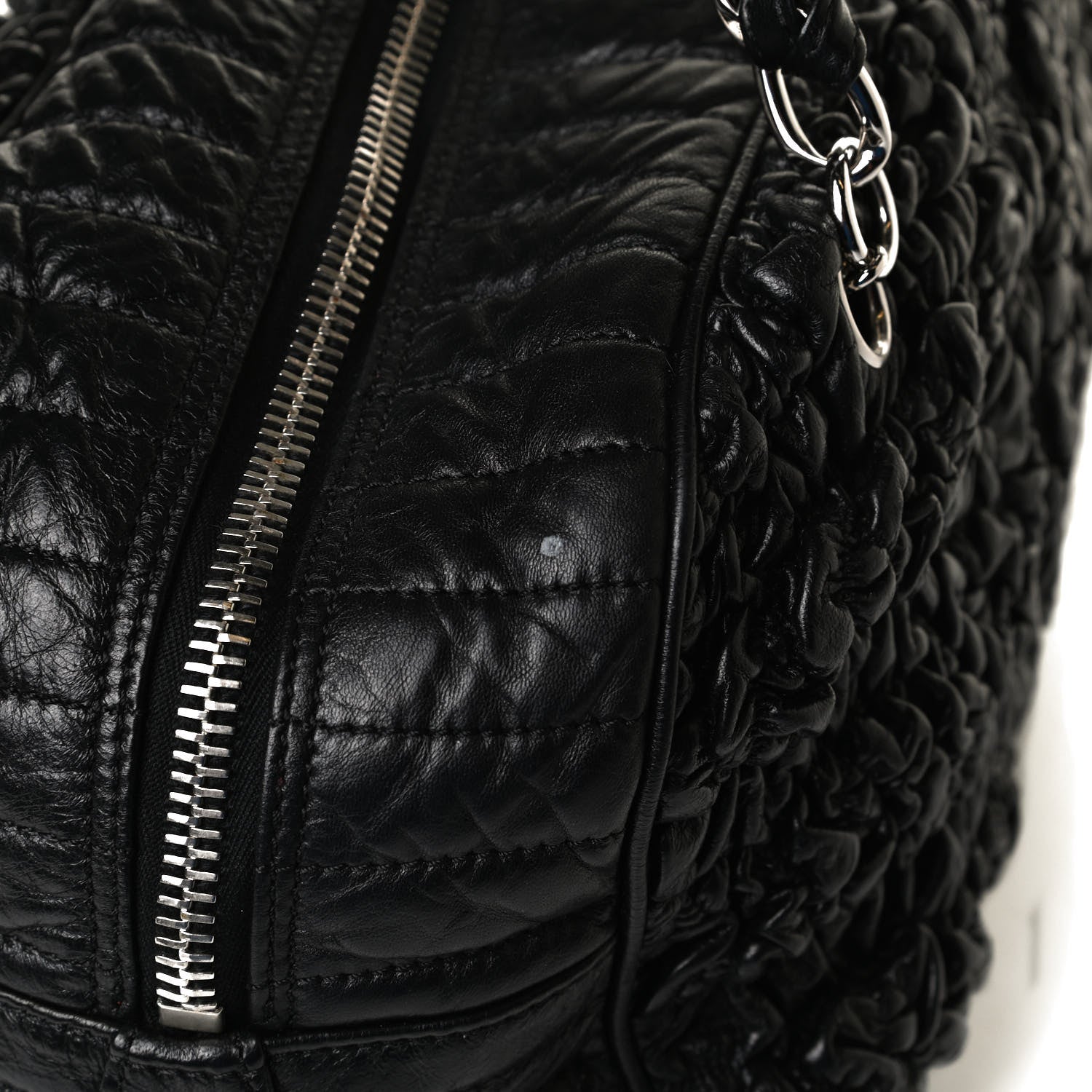Chanel Lambskin Astrakhan Bowler Black 11 of 12