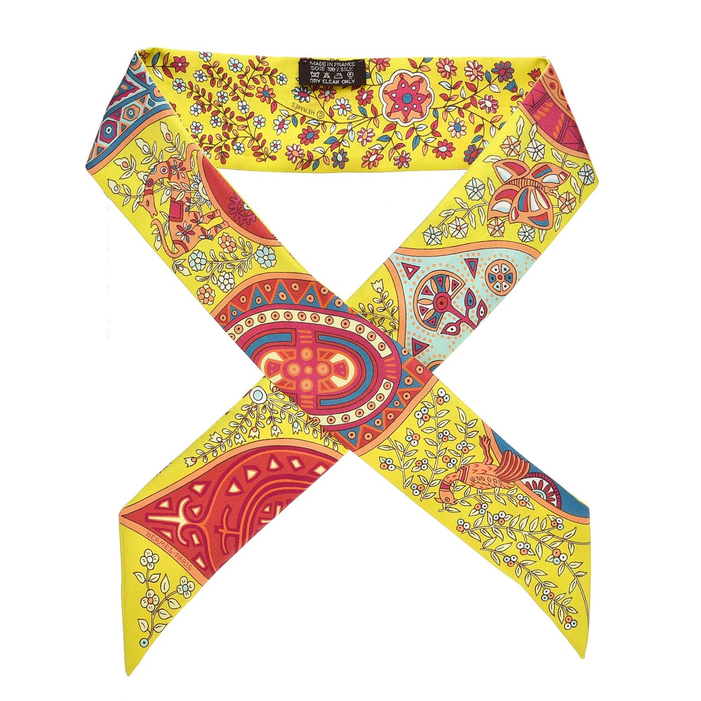 Silk L'Arbre De Vie Twilly Jaune Fluo Canard Rose