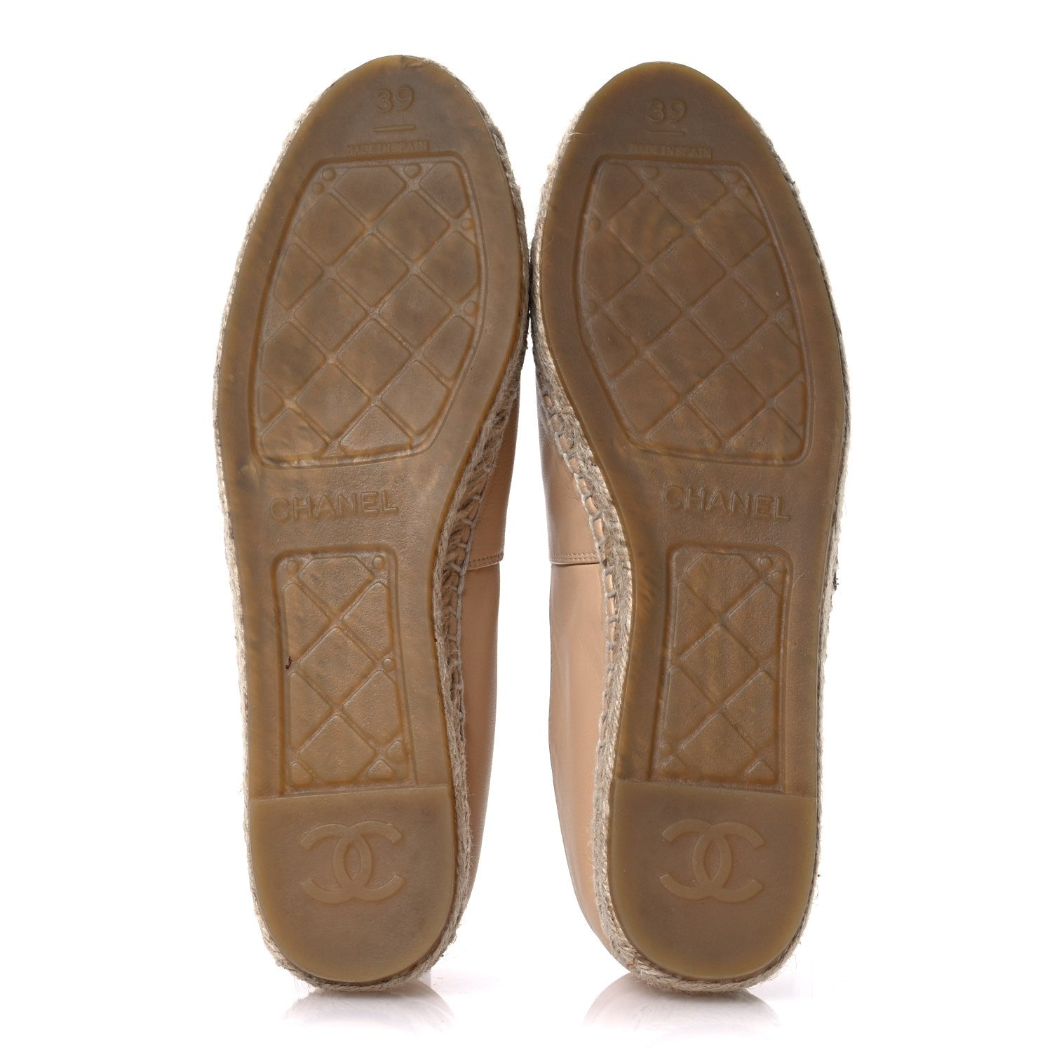 Chanel Lambskin CC Espadrilles 39 Beige Black 6 of 9