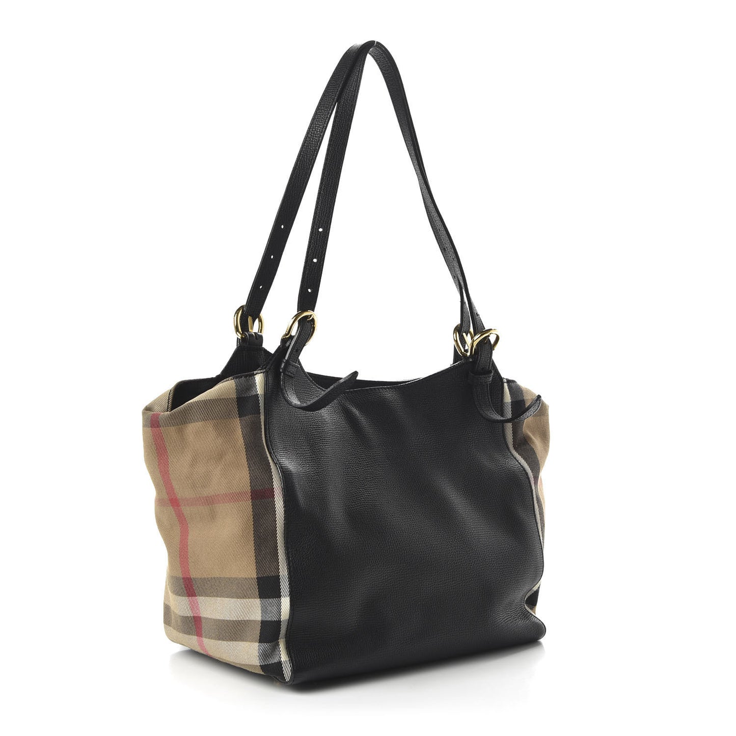 Grainy Calfskin House Check Small Canterbury Black