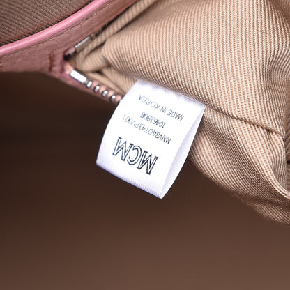 MCM Calfskin Ottomar Monogram Duffle Bag Pink 9 of 9