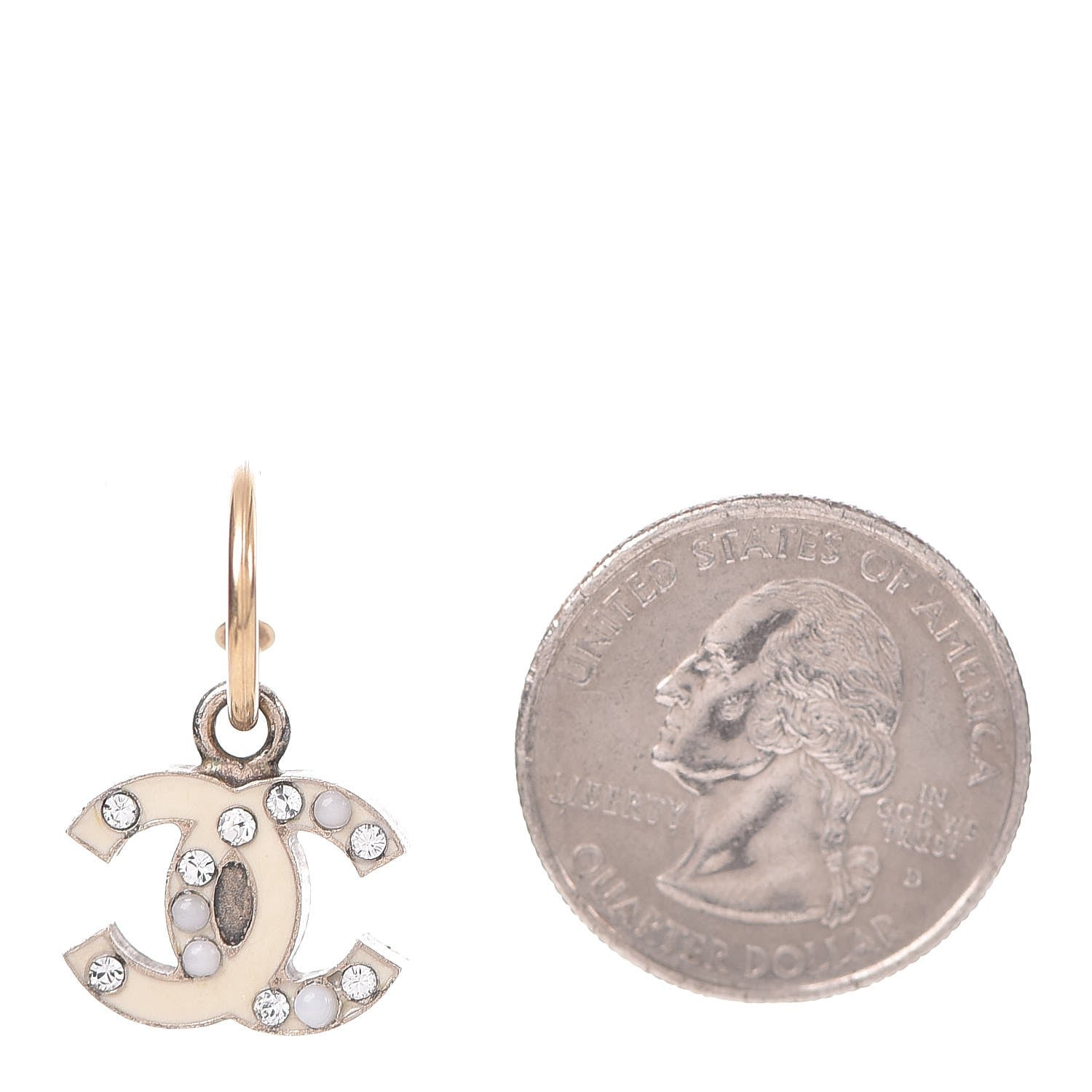 Chanel Enamel Pearl Crystal CC Drop Earrings White 2 of 4