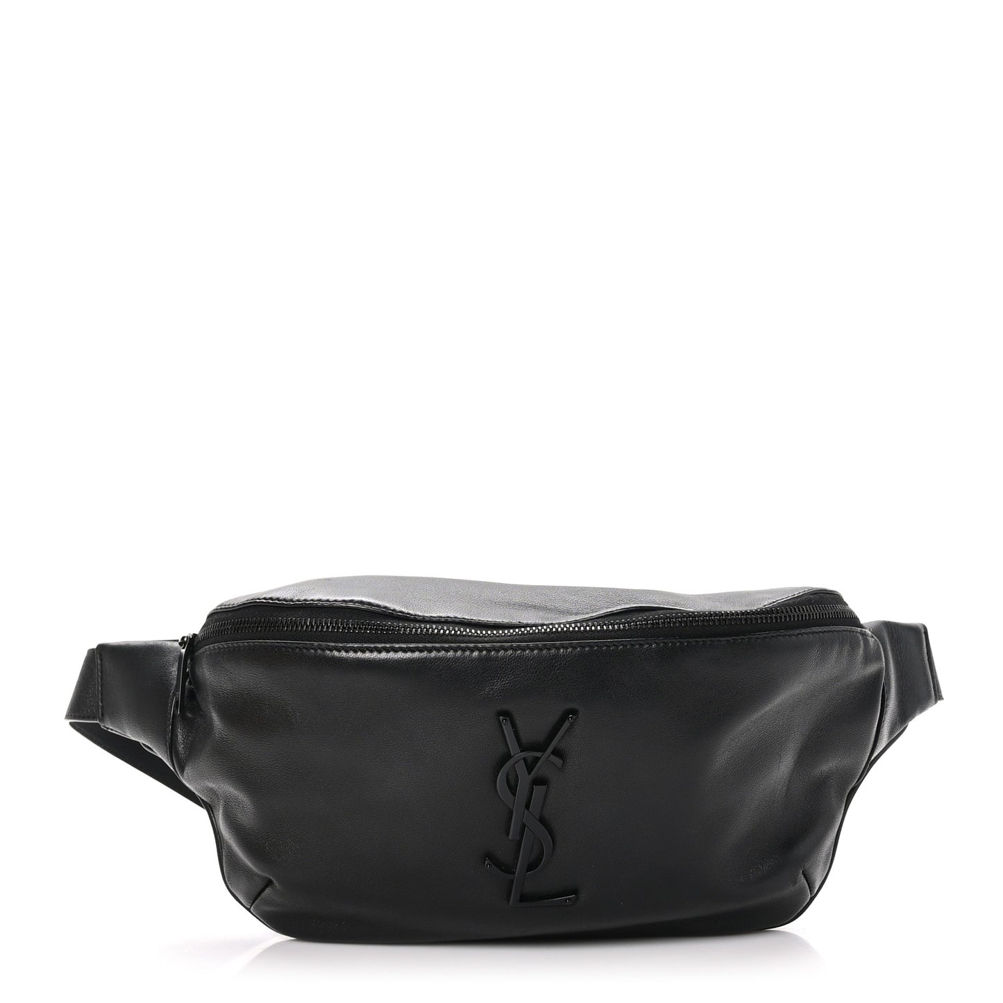 Calfskin Crocodile Embossed Monogram Belt Bag Black