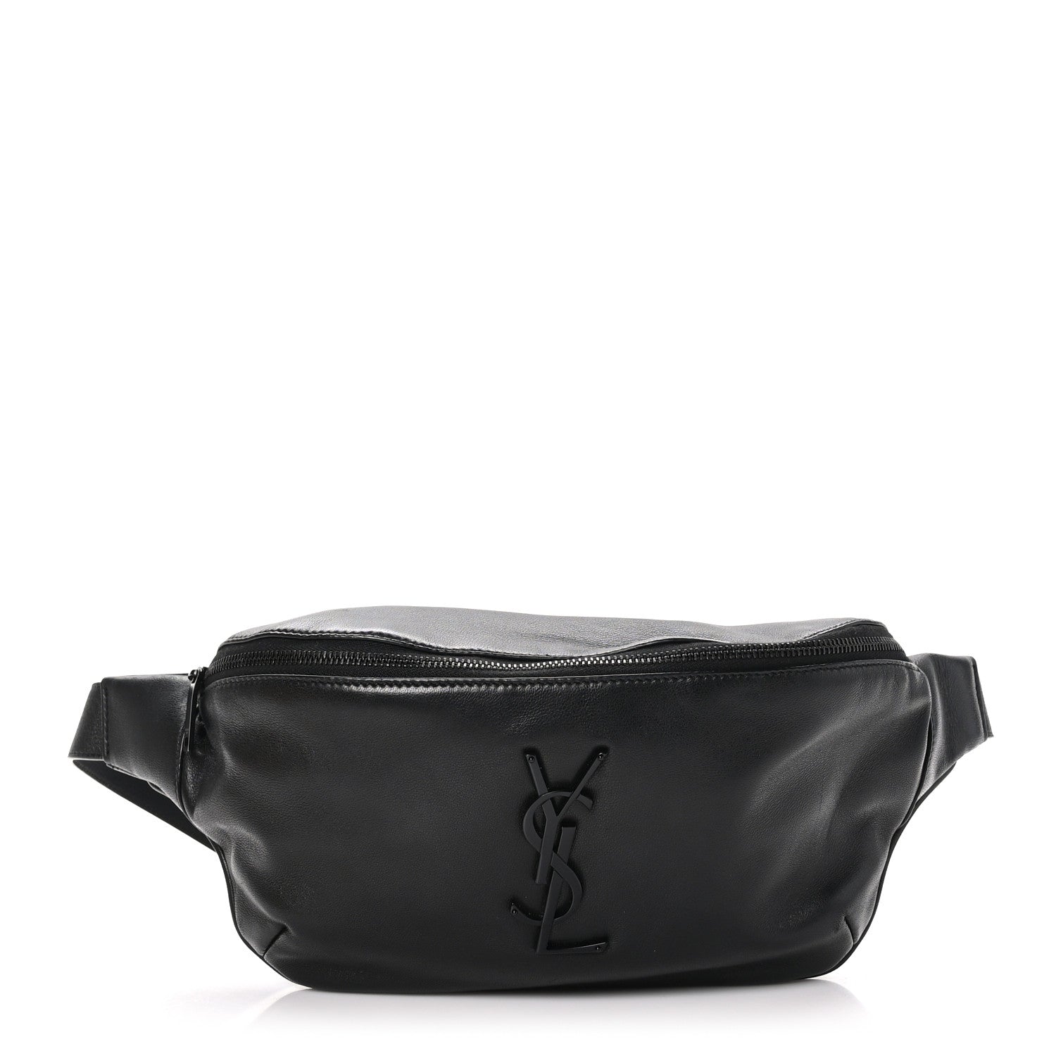 Saint Laurent Calfskin Crocodile Embossed Monogram Belt Bag Black 1 of 11
