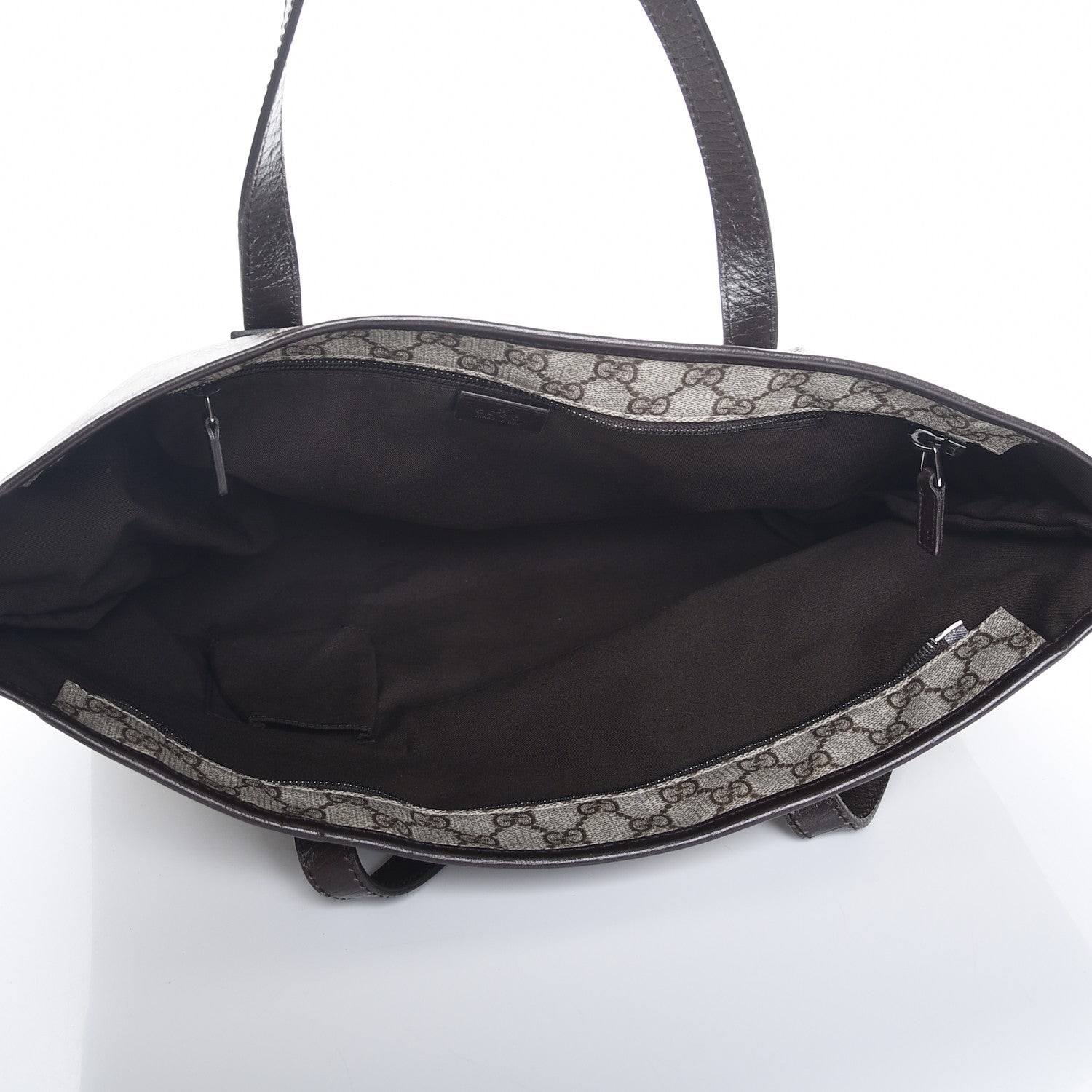 Gucci GG Supreme Monogram Medium Zippered Shopping Tote Dark Brown 5 of 7