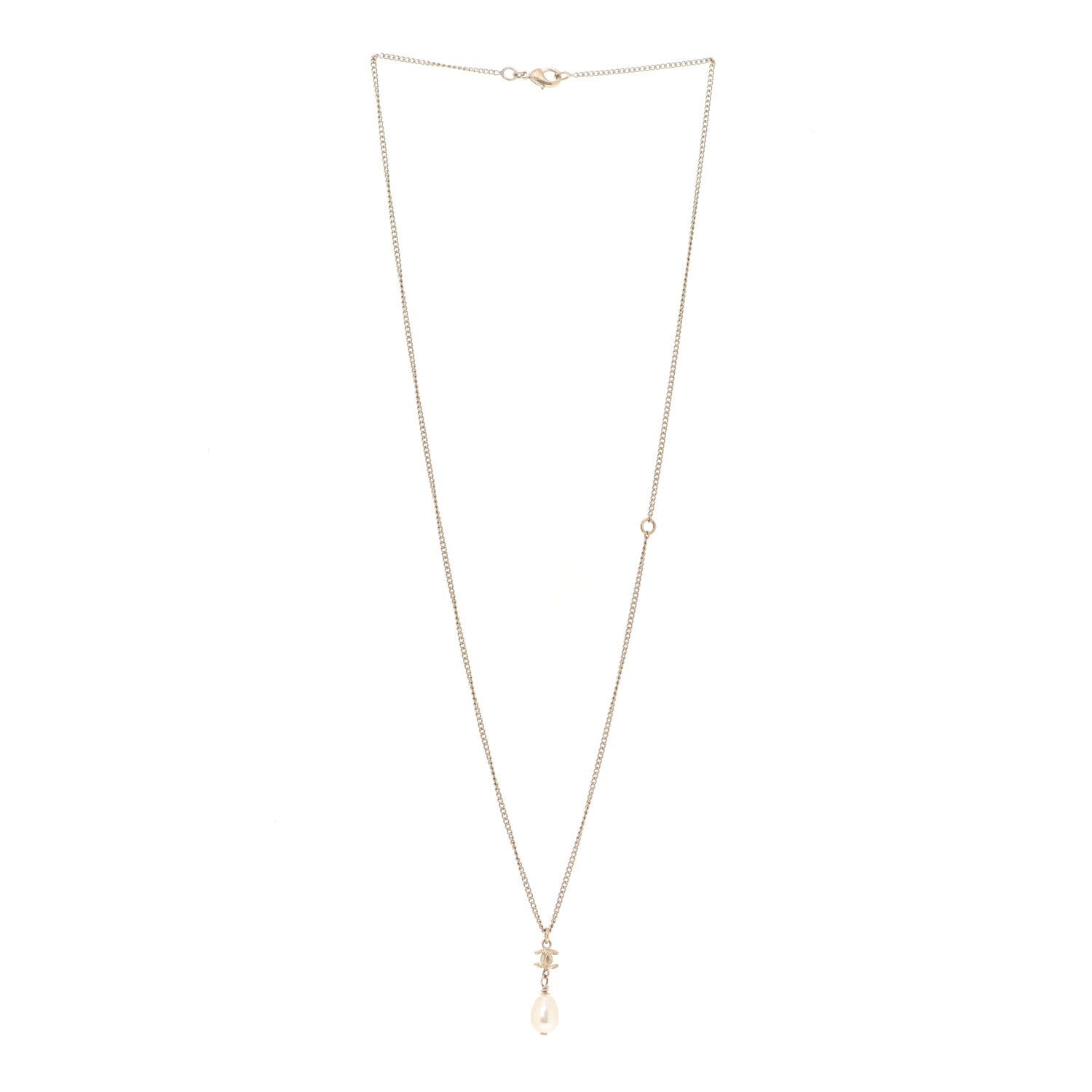 Chanel Pearl CC Drop Necklace Gold 3 of 6