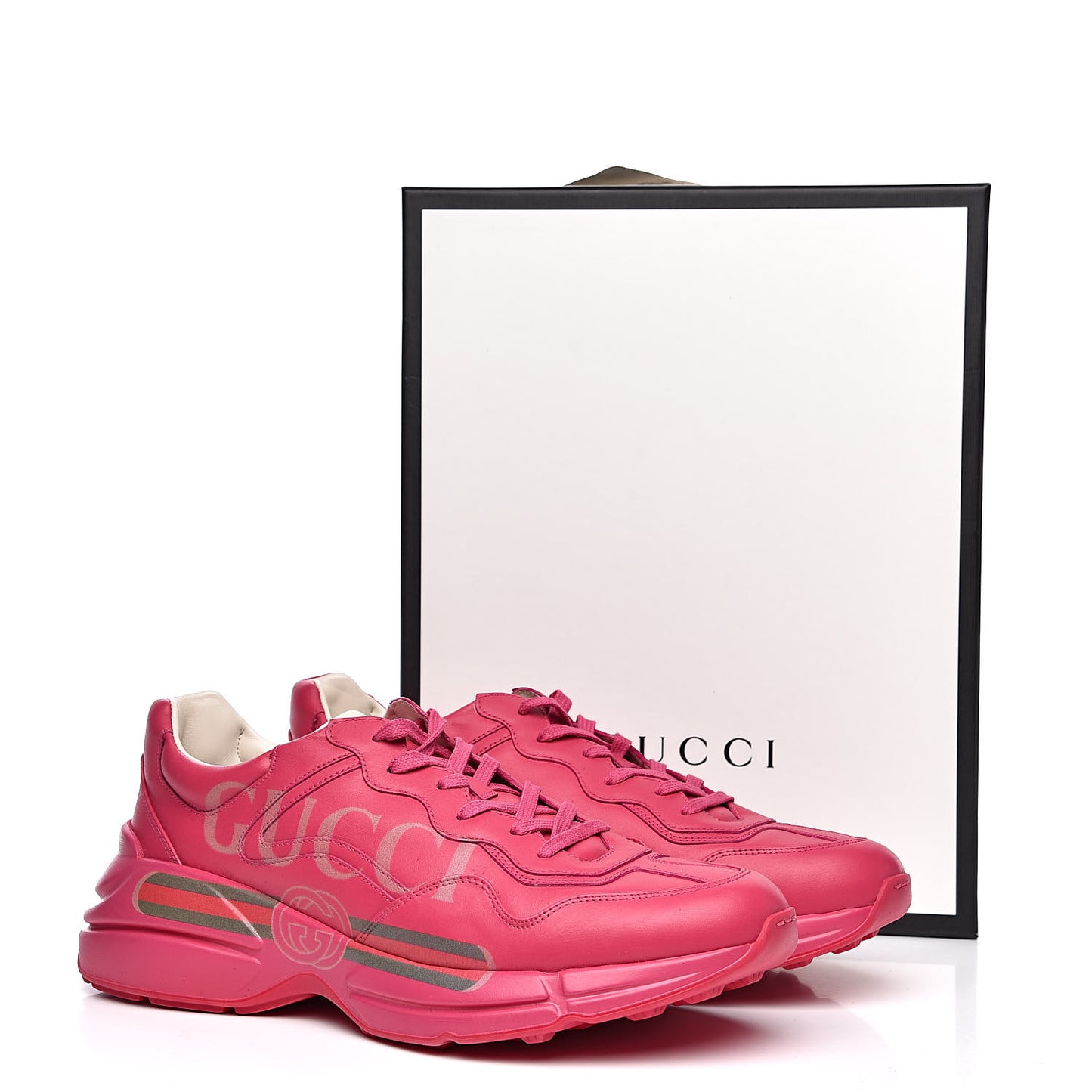 Calfskin Logo Mens Rhyton Sneakers 12.5 Box Pink