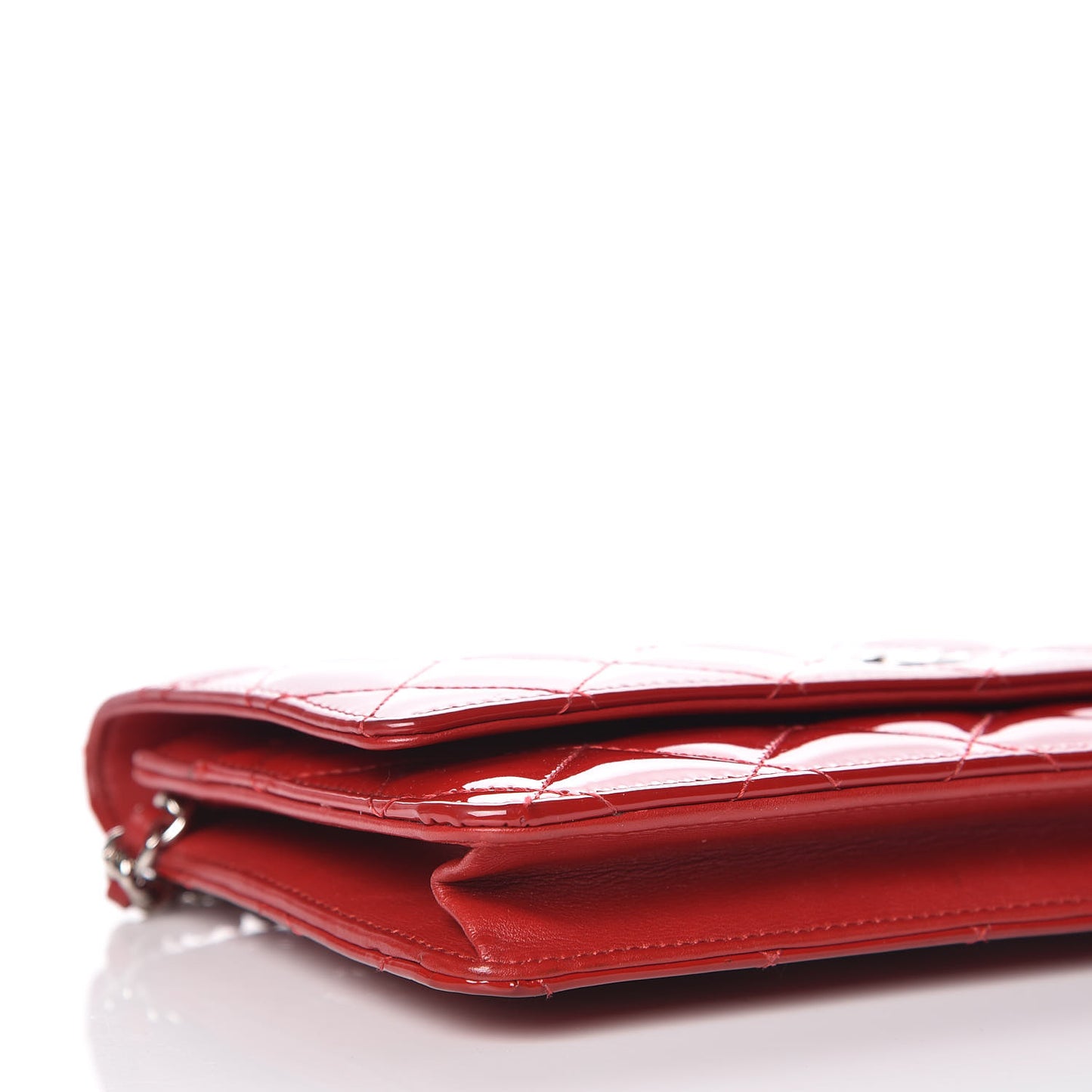 Patent Quilted Wallet On Chain WOC Red