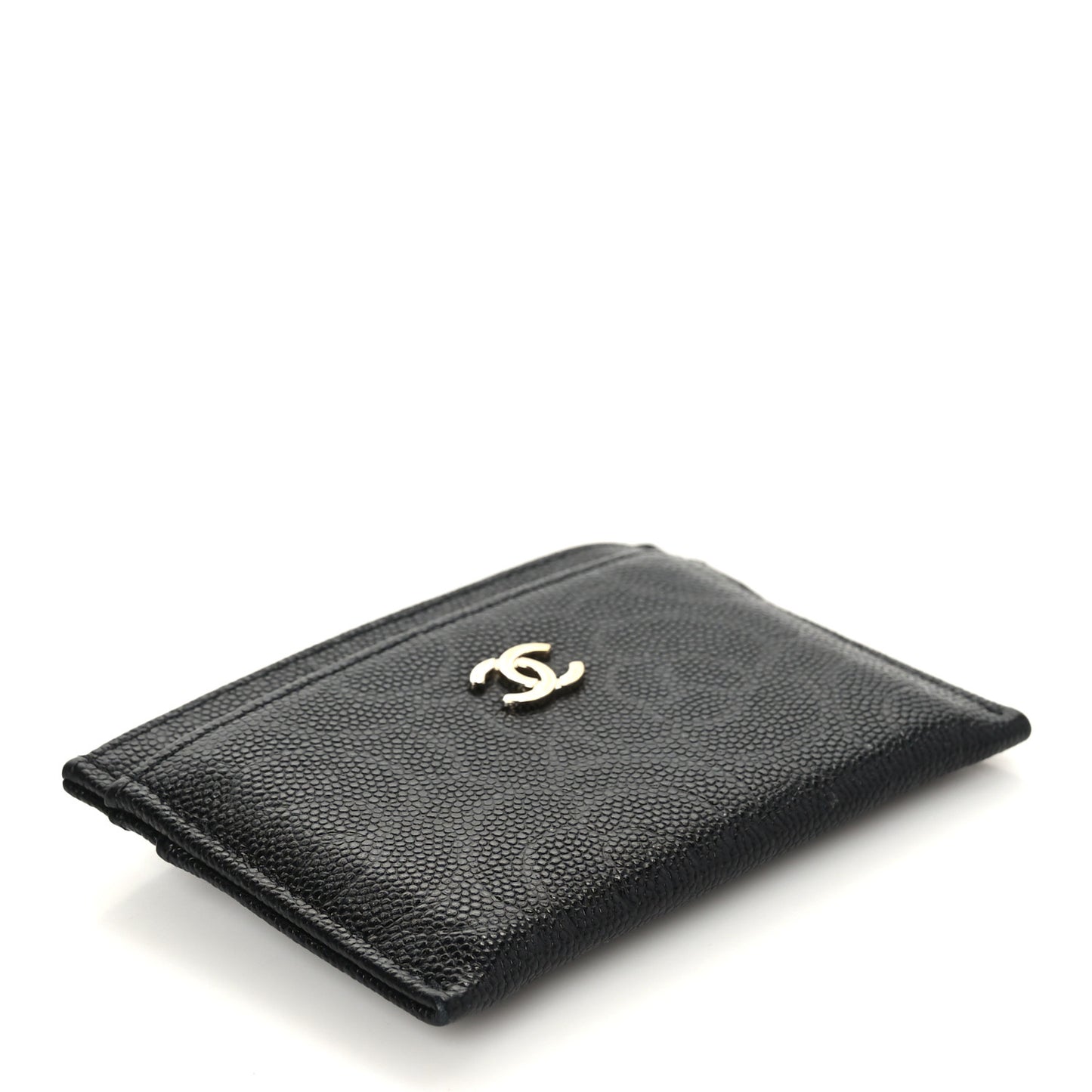 Caviar Camellia Embossed Card Holder Black