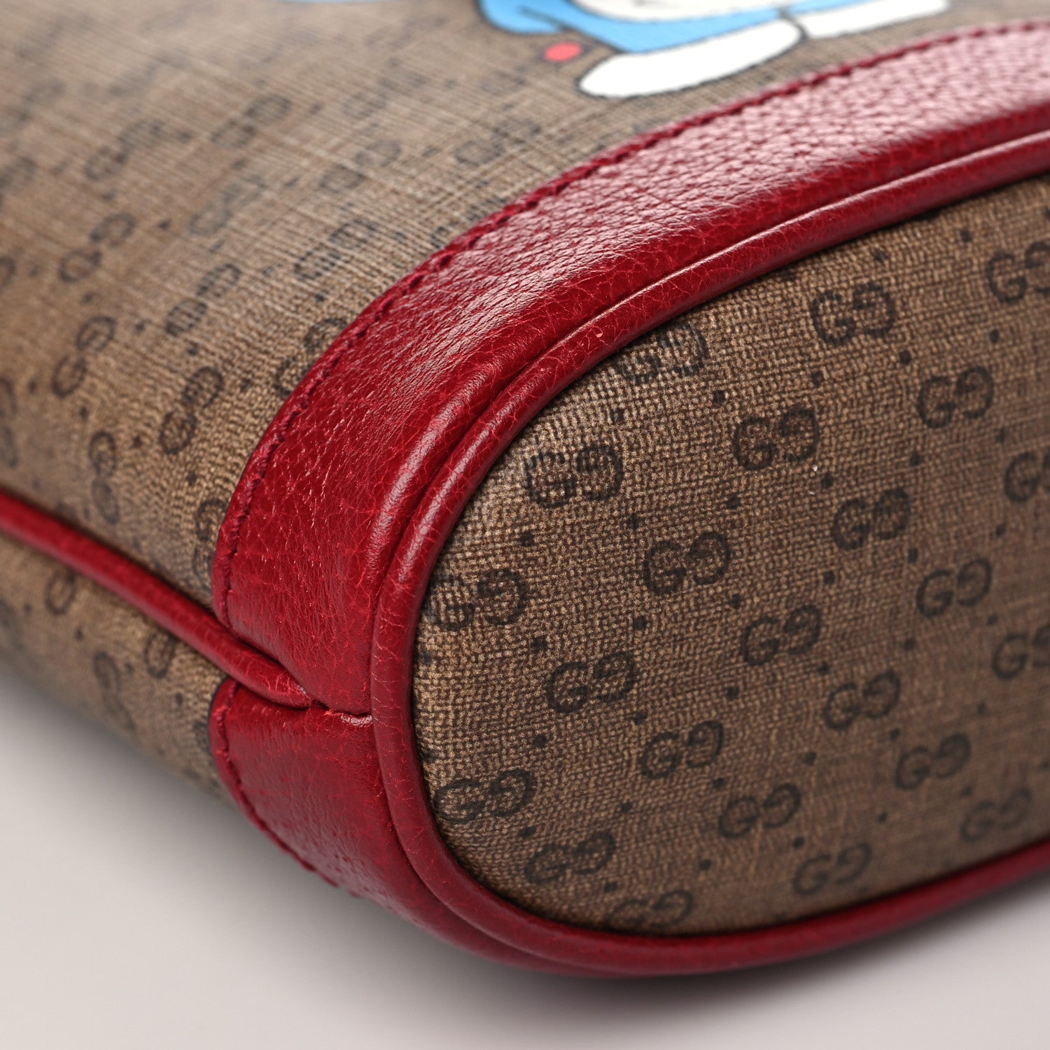 Gucci X DORAEMON Mini Vintage GG Supreme Monogram Textured Dollar Calfskin Mini Bucket Bag Beige Ebony Multicolor New Cherry Red 8 of 9
