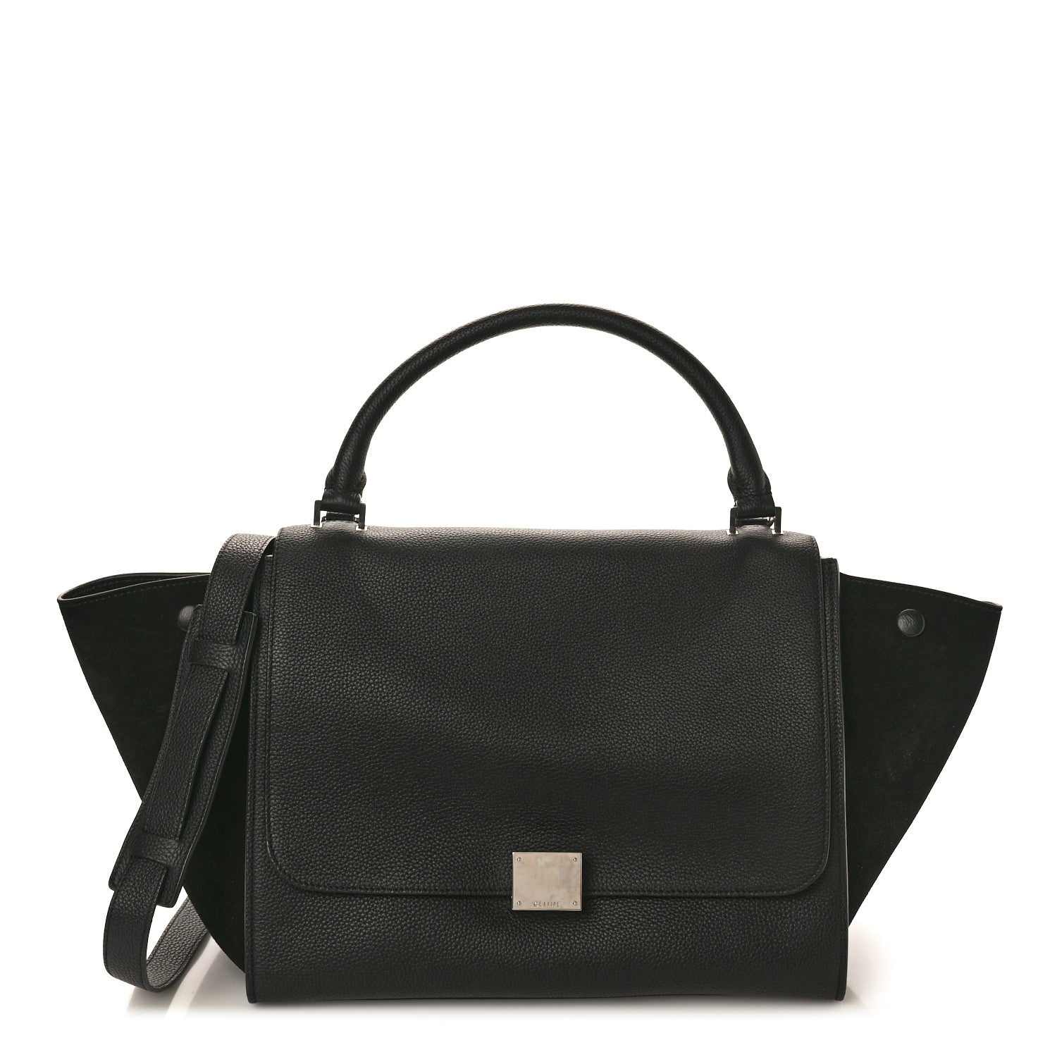 Celine Drummed Calfskin Suede Medium Trapeze Black 1 of 9