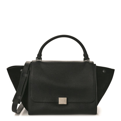 Celine Drummed Calfskin Suede Medium Trapeze Black 1 of 9
