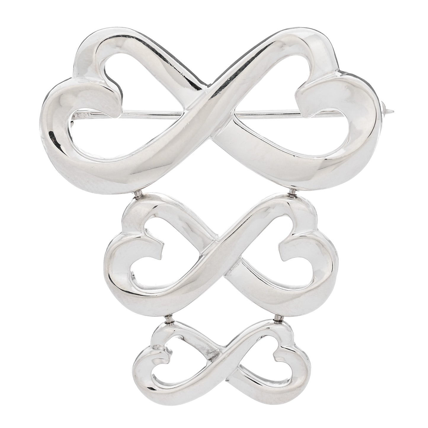 Sterling Silver Paloma Picasso Graduated Loving Heart Brooch Pin