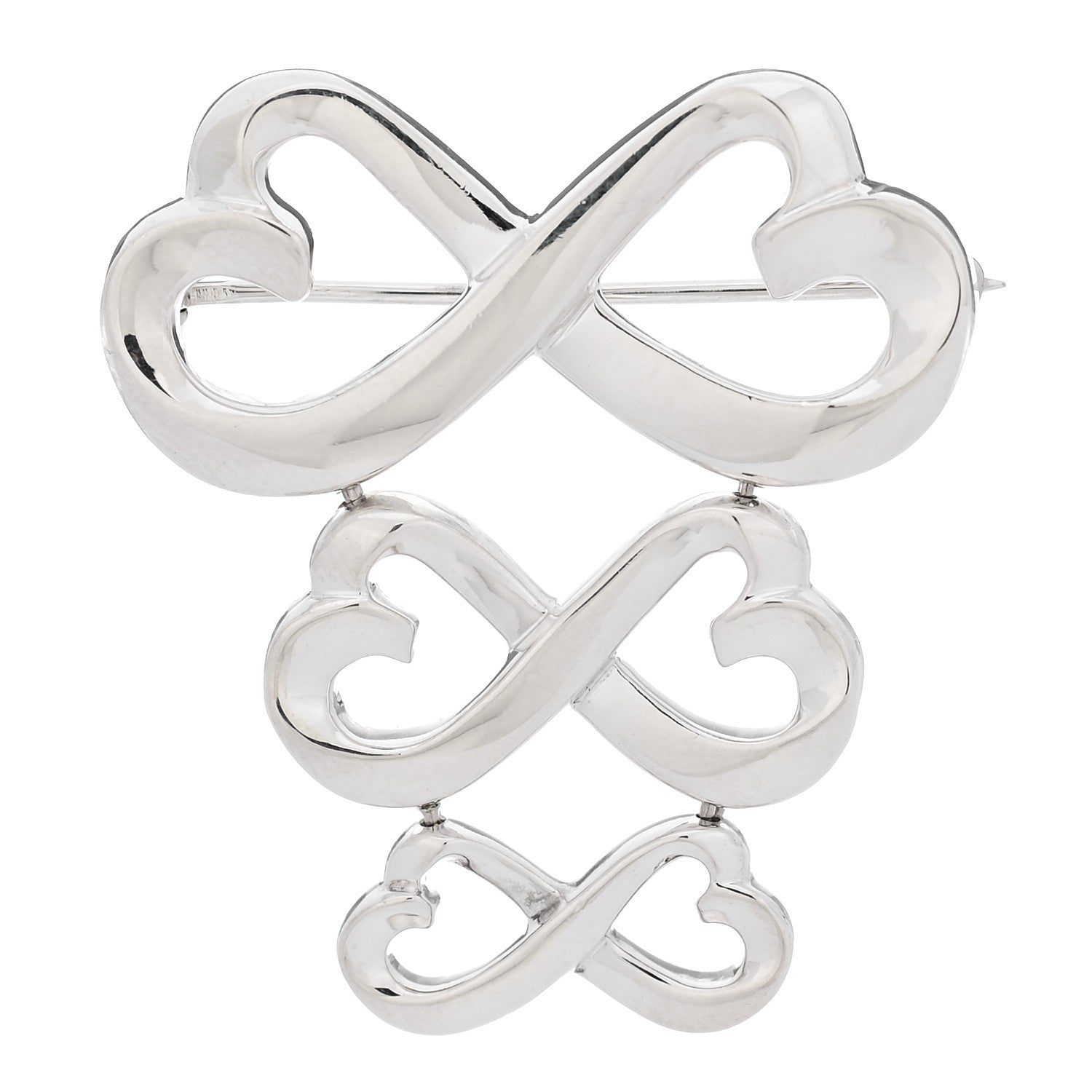 Tiffany Sterling Silver Paloma Picasso Graduated Loving Heart Brooch Pin 1 of 4