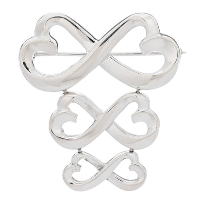 Tiffany Sterling Silver Paloma Picasso Graduated Loving Heart Brooch Pin 1 of 4