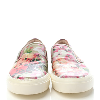 Gucci Calfskin Blooms Print Womens Slip On Sneakers 37 Gold Multicolor Dry Rose 2 of 8