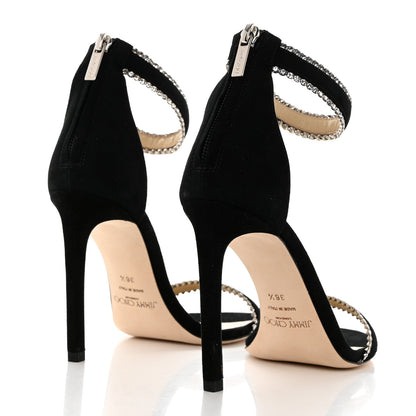 Jimmy Choo Suede Jewel Dochas 100 Open Toe Sandals 36.5 Black 4 of 8