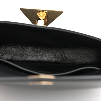 Prada Soft Calfskin Metal Triangle Logo Flap Shoulder Bag Black 5 of 10