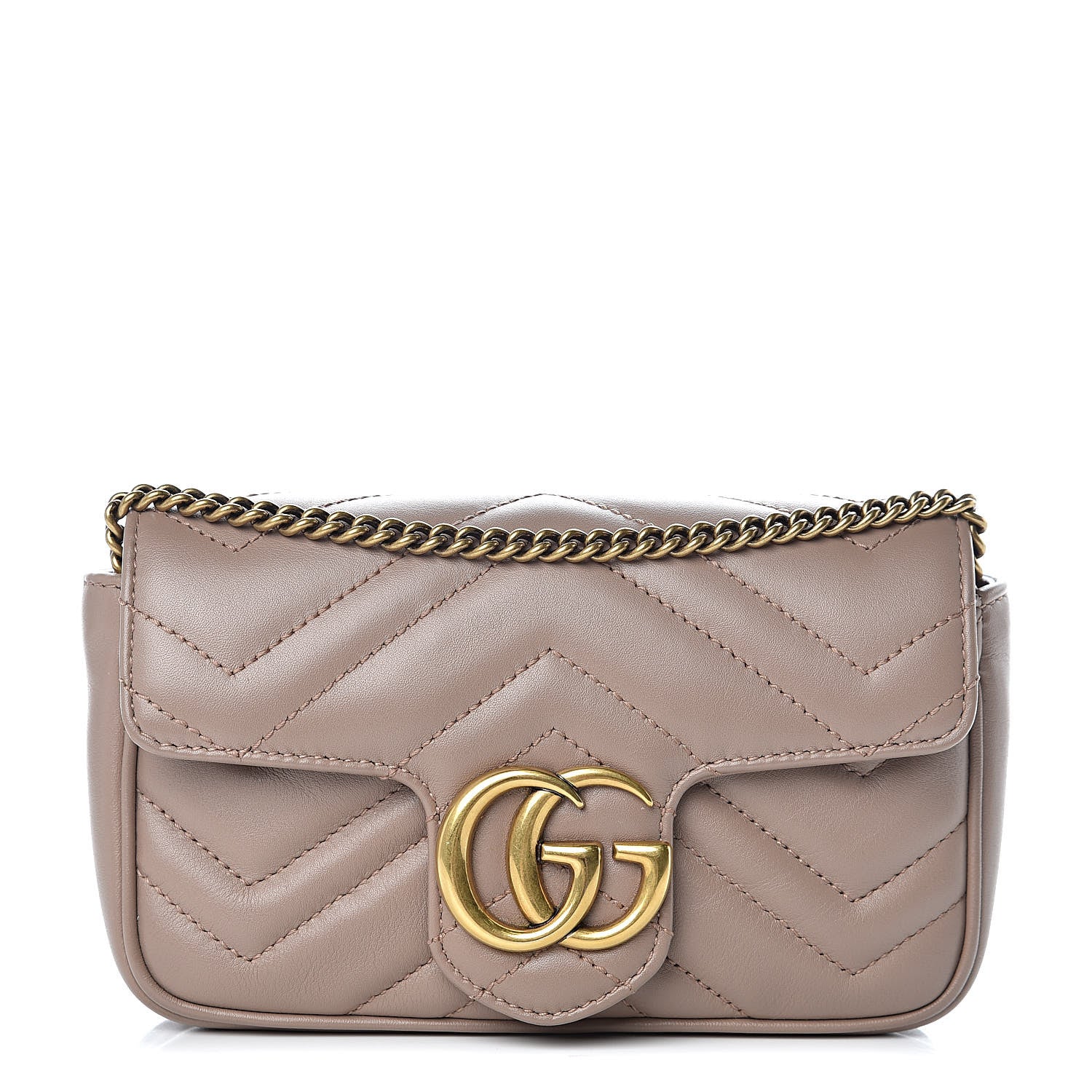 Gucci Calfskin Matelasse Super Mini GG Marmont Shoulder Bag Porcelain Rose 1 of 10