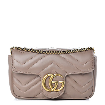 Gucci Calfskin Matelasse Super Mini GG Marmont Shoulder Bag Porcelain Rose 1 of 10