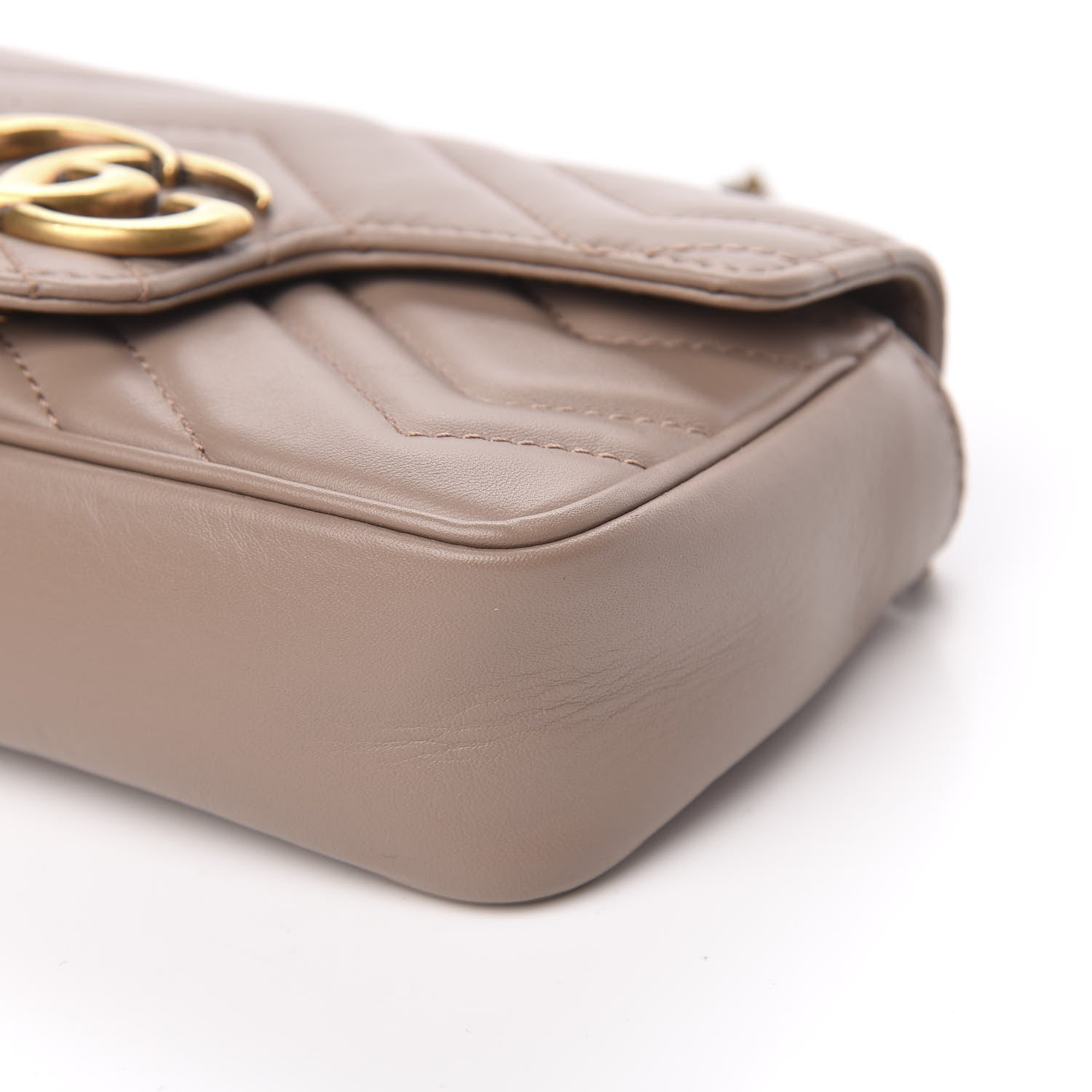 Gucci Calfskin Matelasse Super Mini GG Marmont Shoulder Bag Porcelain Rose 11 of 12