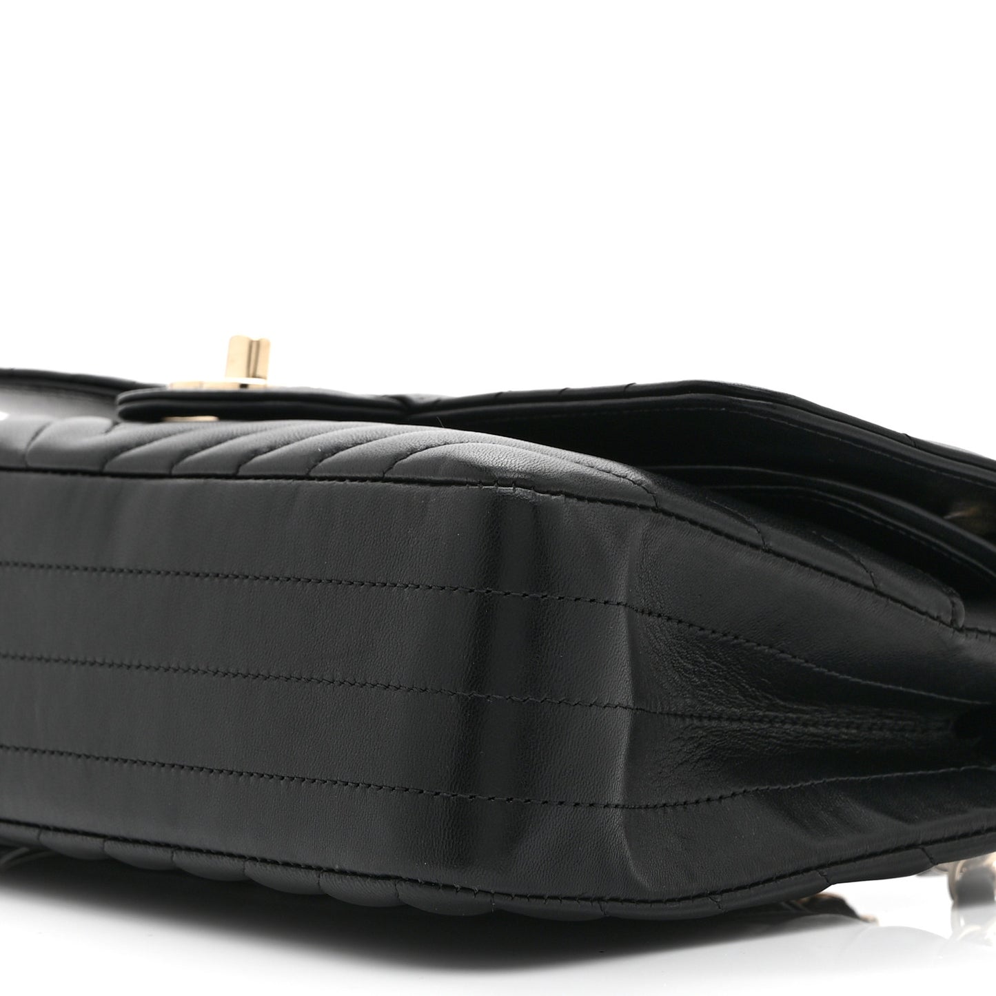 Lambskin Chevron Quilted Medium Double Flap Black