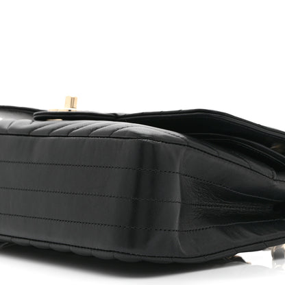 Chanel Lambskin Chevron Quilted Medium Double Flap Black 10 of 10