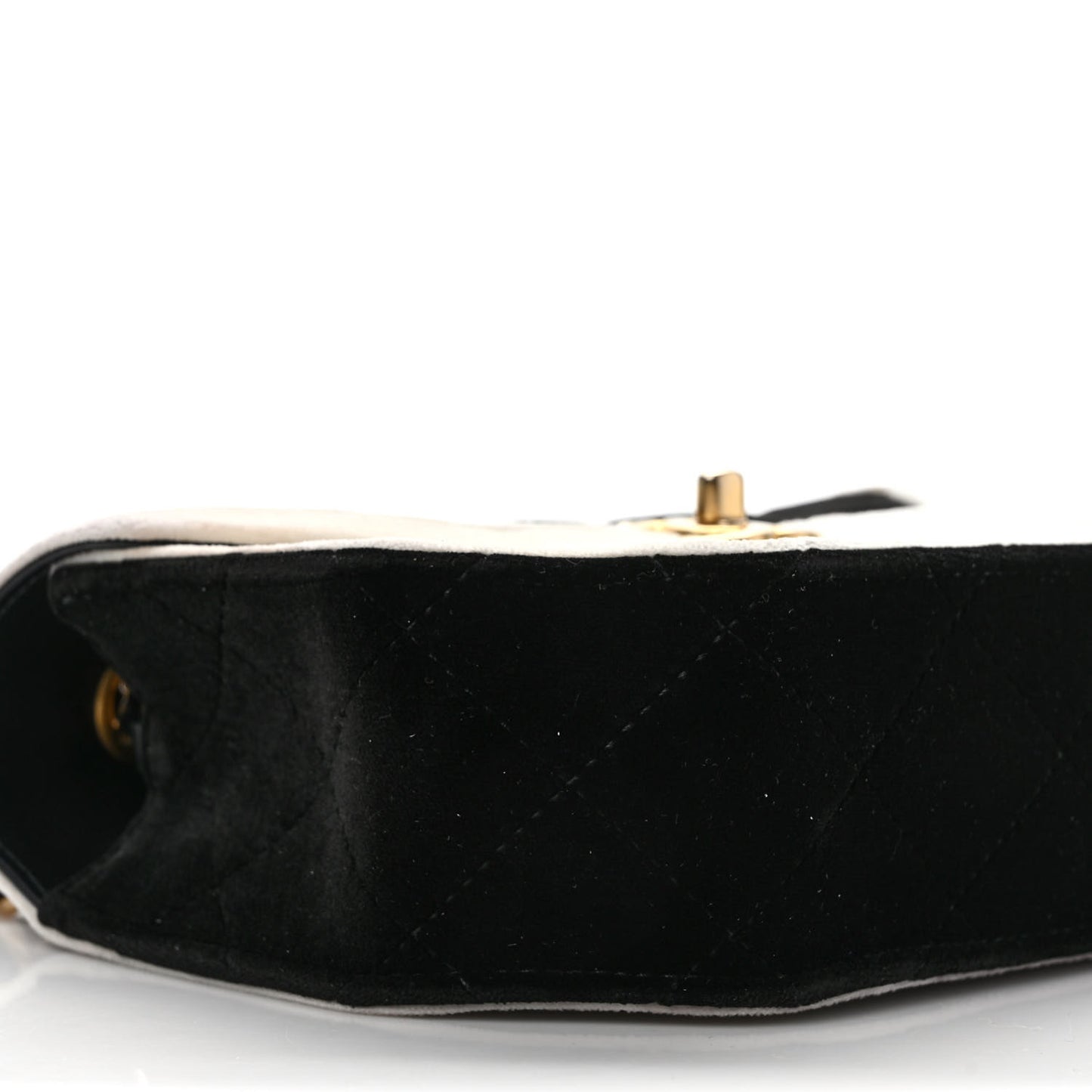 Velvet Quilted Mini Place Vendome Flap Black White