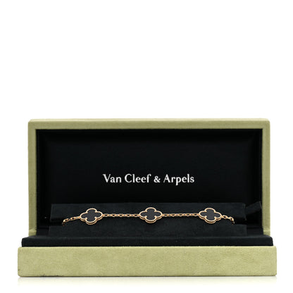 Van Cleef & Arpels 18K Yellow Gold Black Onyx 5 Motifs Vintage Alhambra Bracelet 6 of 6