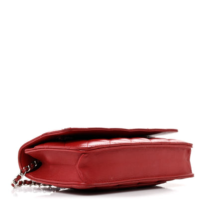 Chanel Lambskin Quilted Wallet On Chain WOC Red 4 of 15