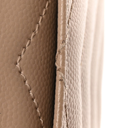 Saint Laurent Grain De Poudre Matelasse Chevron Small Monogram Envelope Wallet Dark Beige 12 of 13
