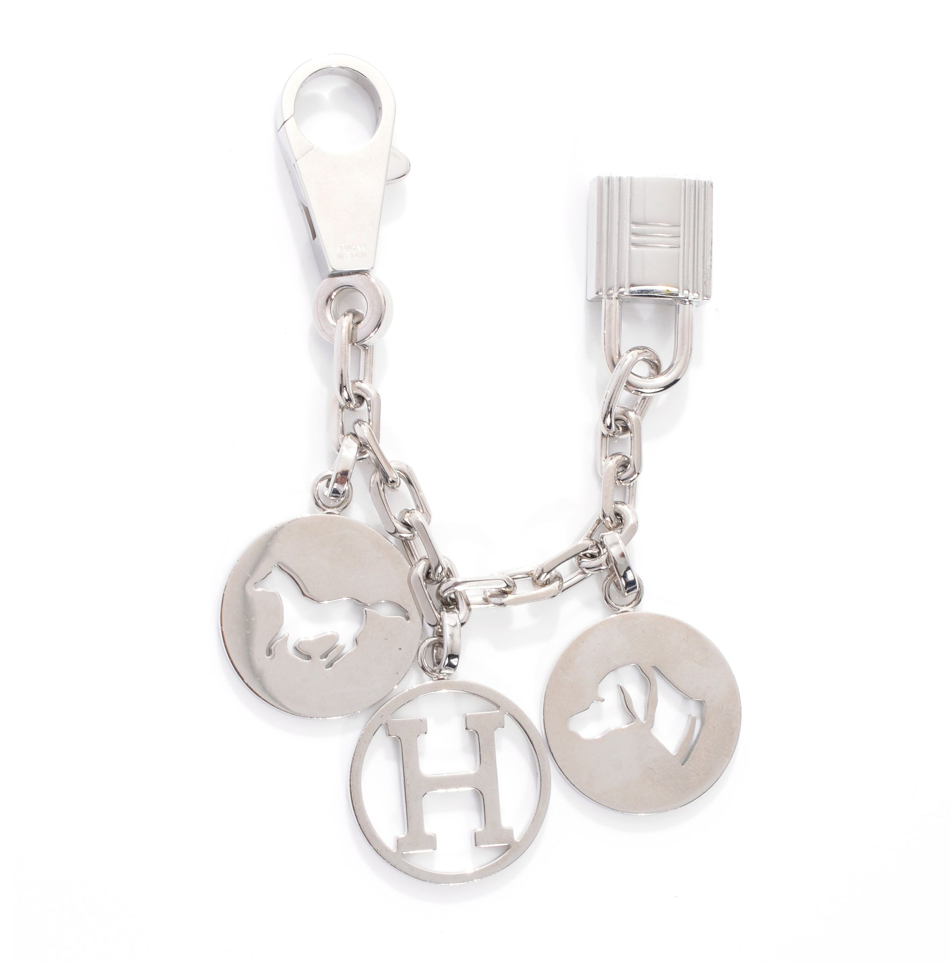 Hermes Palladium Breloque Bag Charm Silver 1 of 3