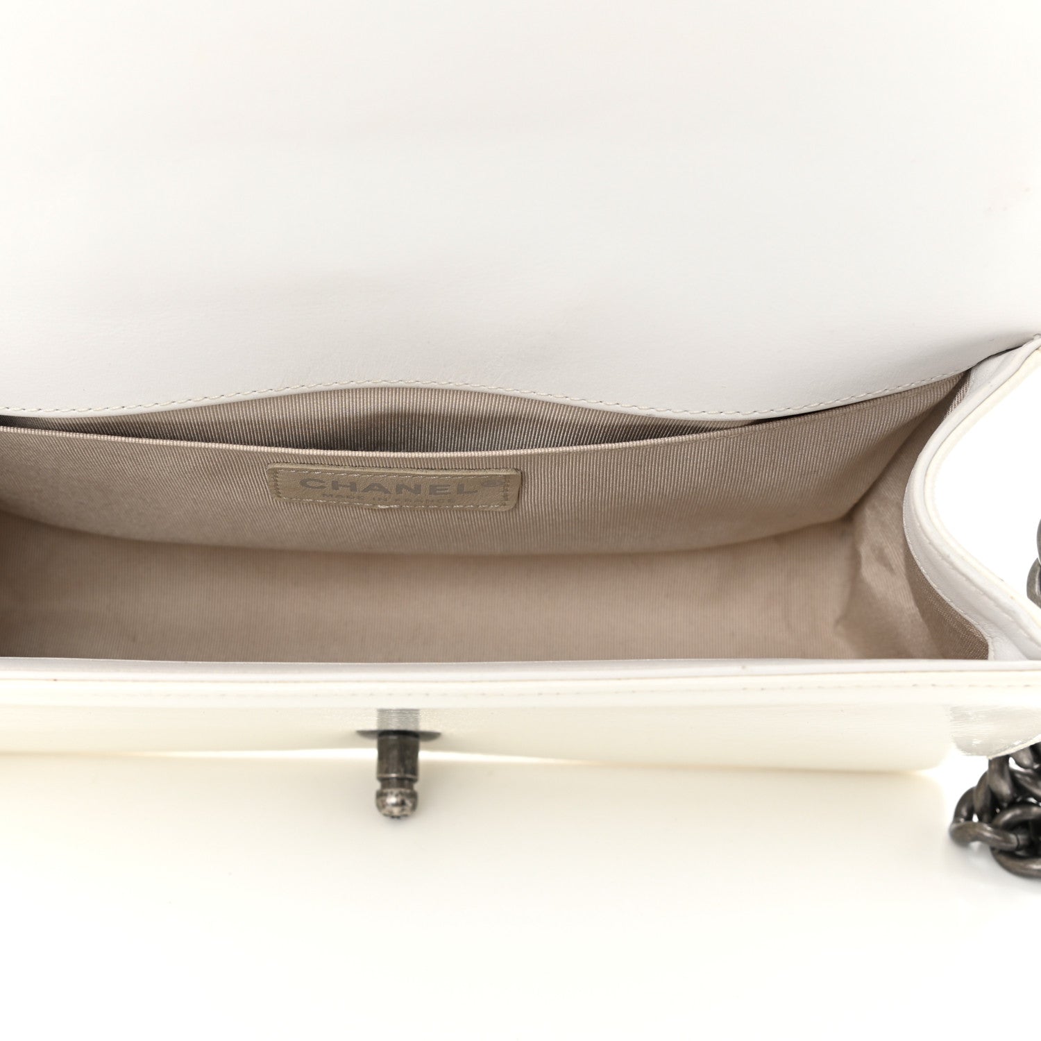 Chanel Patent Quilted Medium Boy Flap White 4 of 11