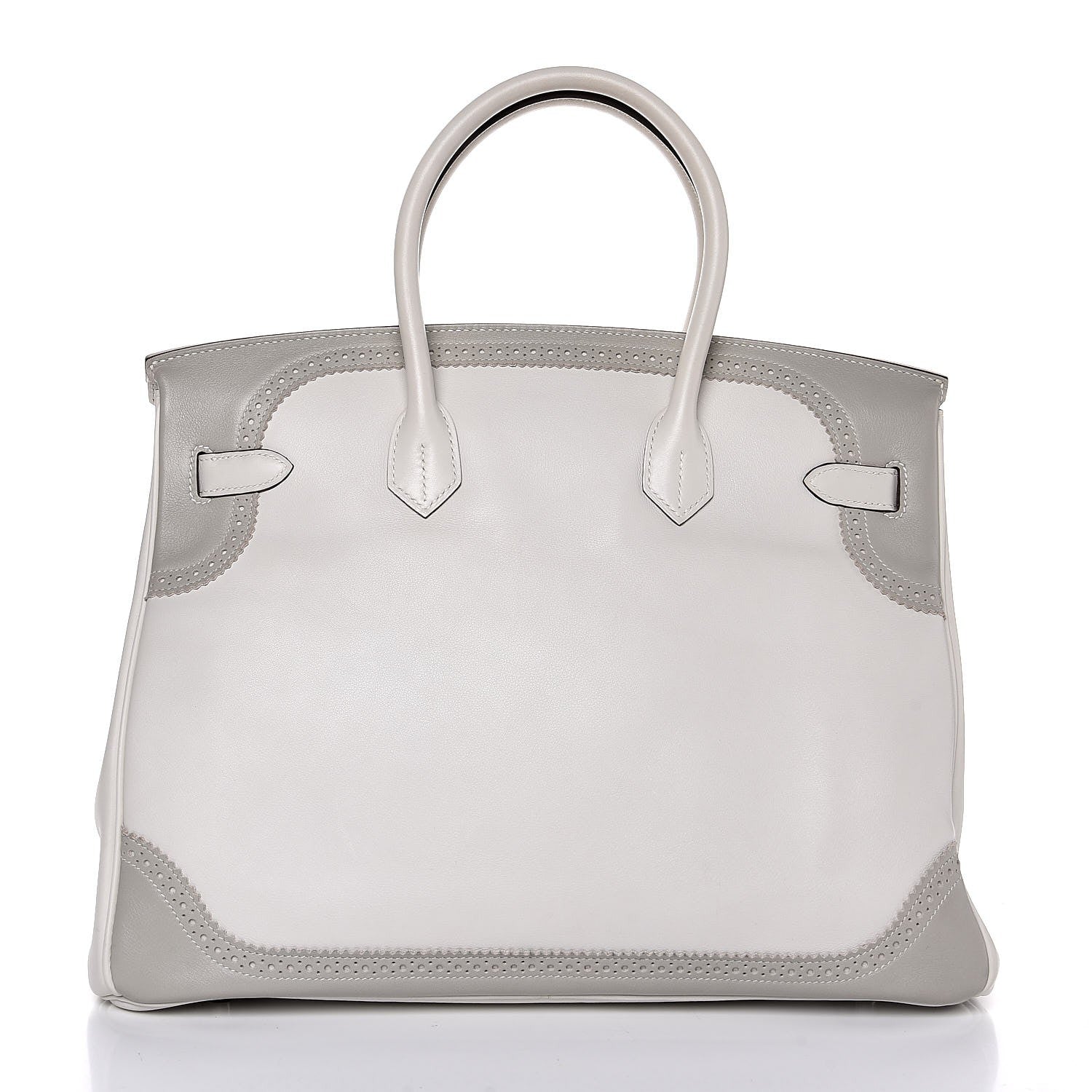 Hermes Swift Ghillies Birkin 35 White Gris Perle 6 of 34
