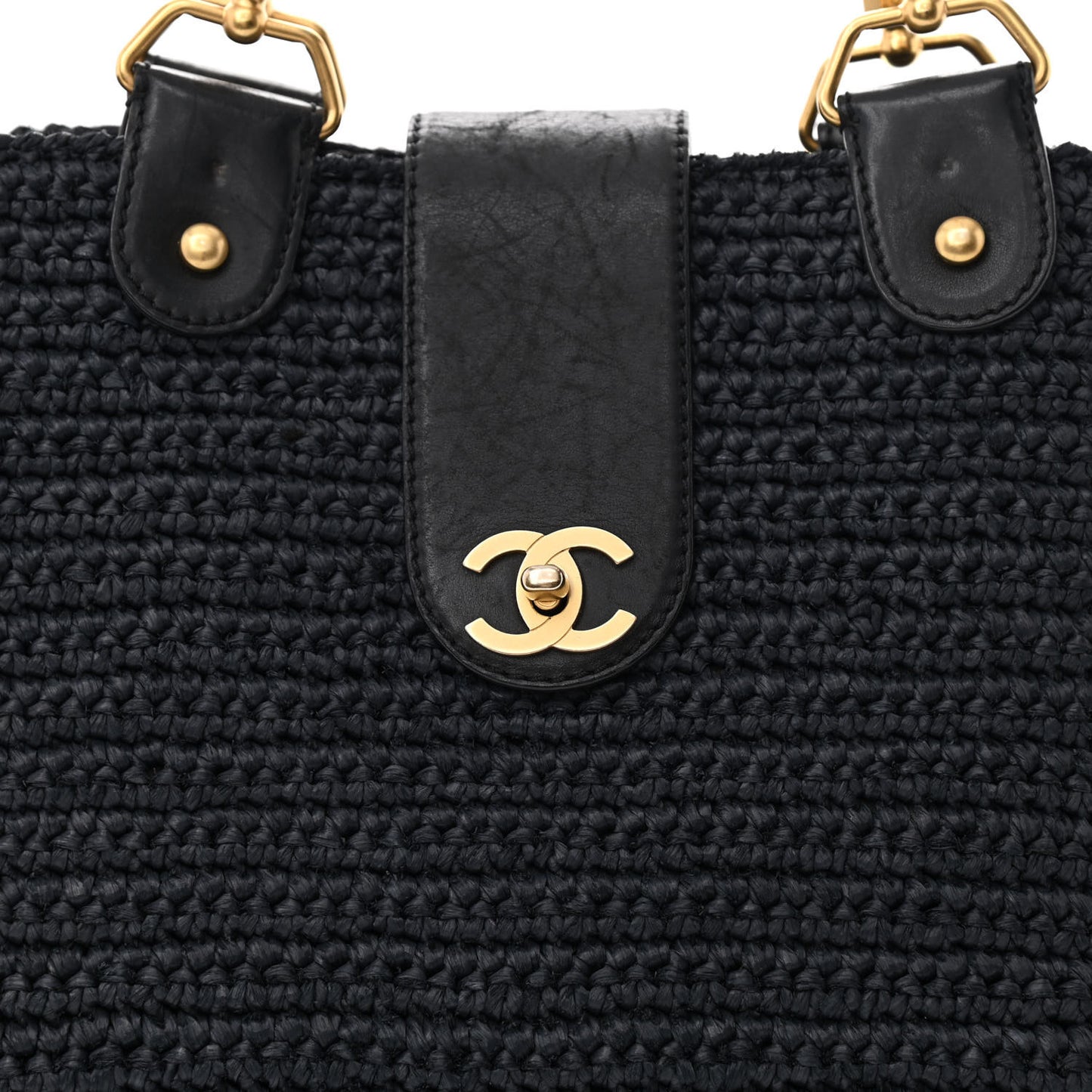 Straw Raffia Tote Black