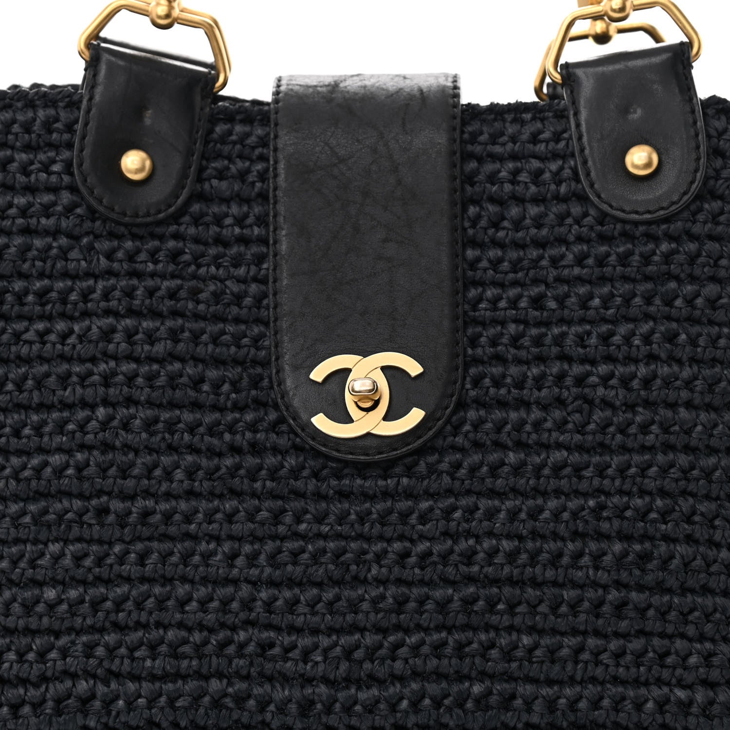 Chanel Straw Raffia Tote Black 8 of 11