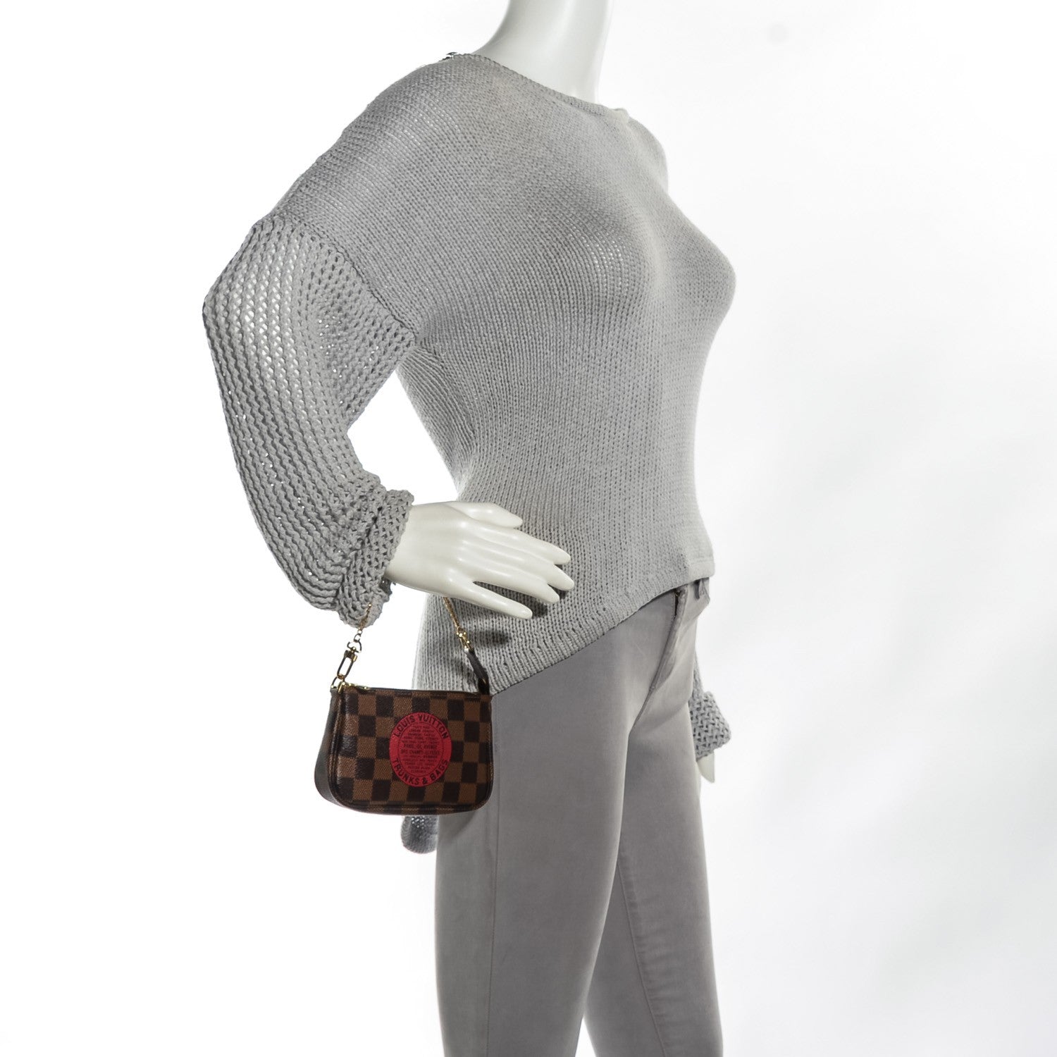 Louis Vuitton Damier Ebene Complice Trunks and Bags Mini Pochette Accessories Red 2 of 7