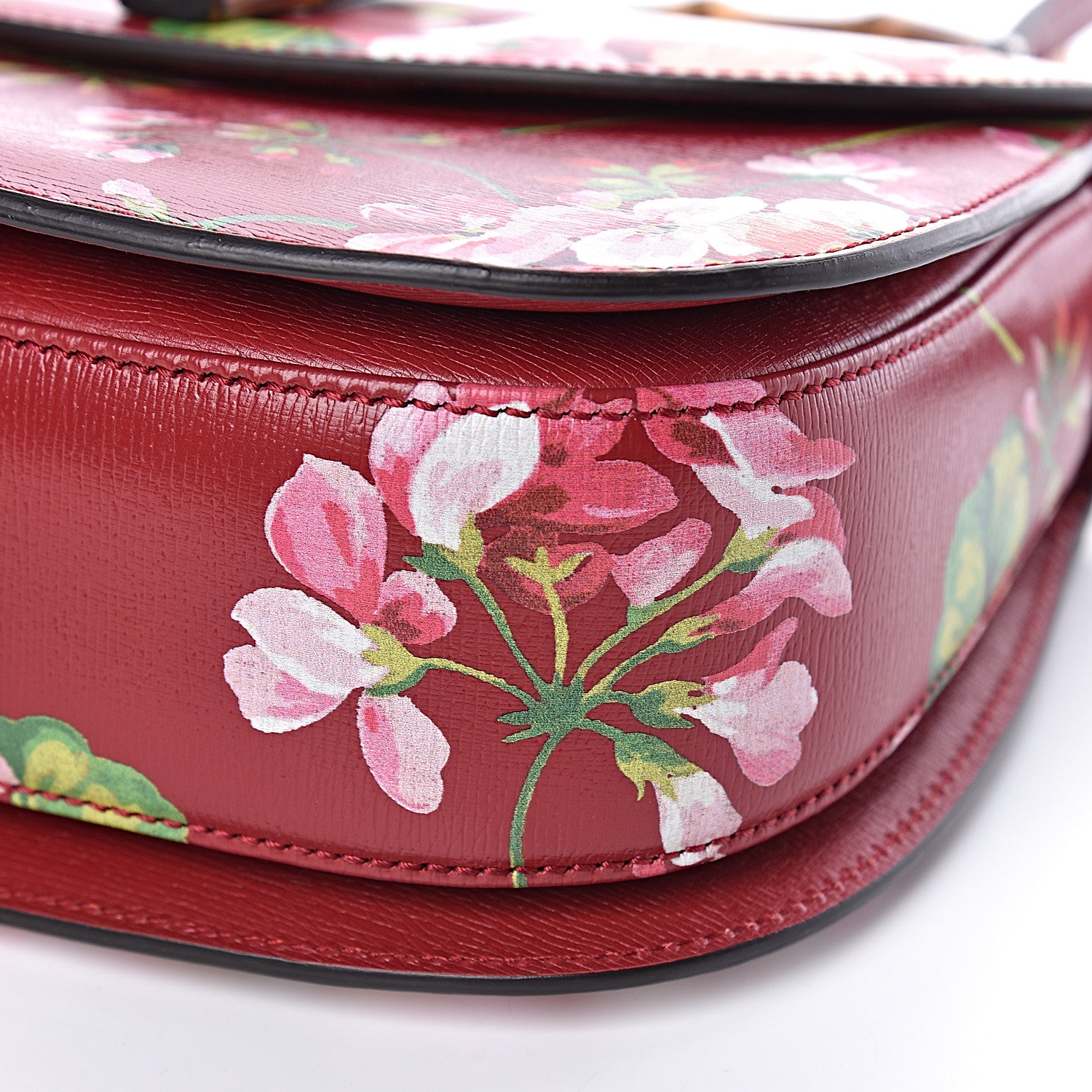 Gucci Shangai Calfskin Blooms Print Small Classic Bamboo Top Handle Bag Romantic Ceries Multicolor 10 of 10