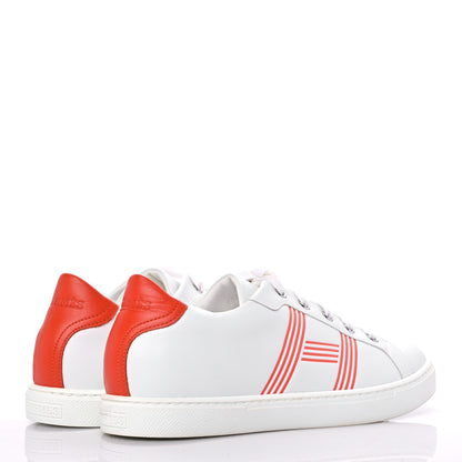 Hermes Calfskin Womens Advantage Sneakers 38.5 White Orange 4 of 11