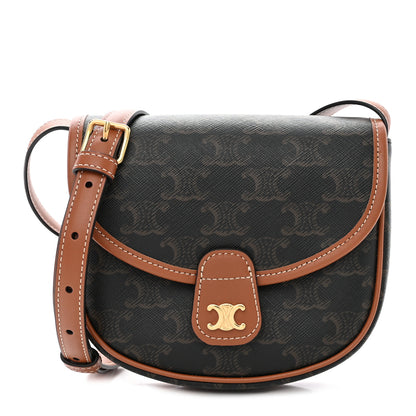 Celine Canvas Calfskin Triomphe Mini Besace Tan 1 of 10