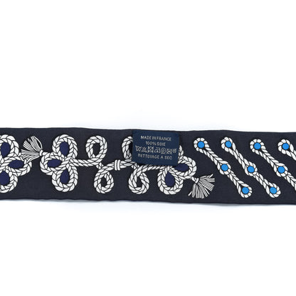 Hermes Silk Galons Et Brandebourg Twilly Indigo Rouge Vif Marine 4 of 12
