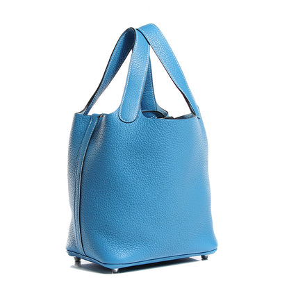 Hermes Taurillon Clemence Picotin Lock 18 PM Blue Jean 3 of 13