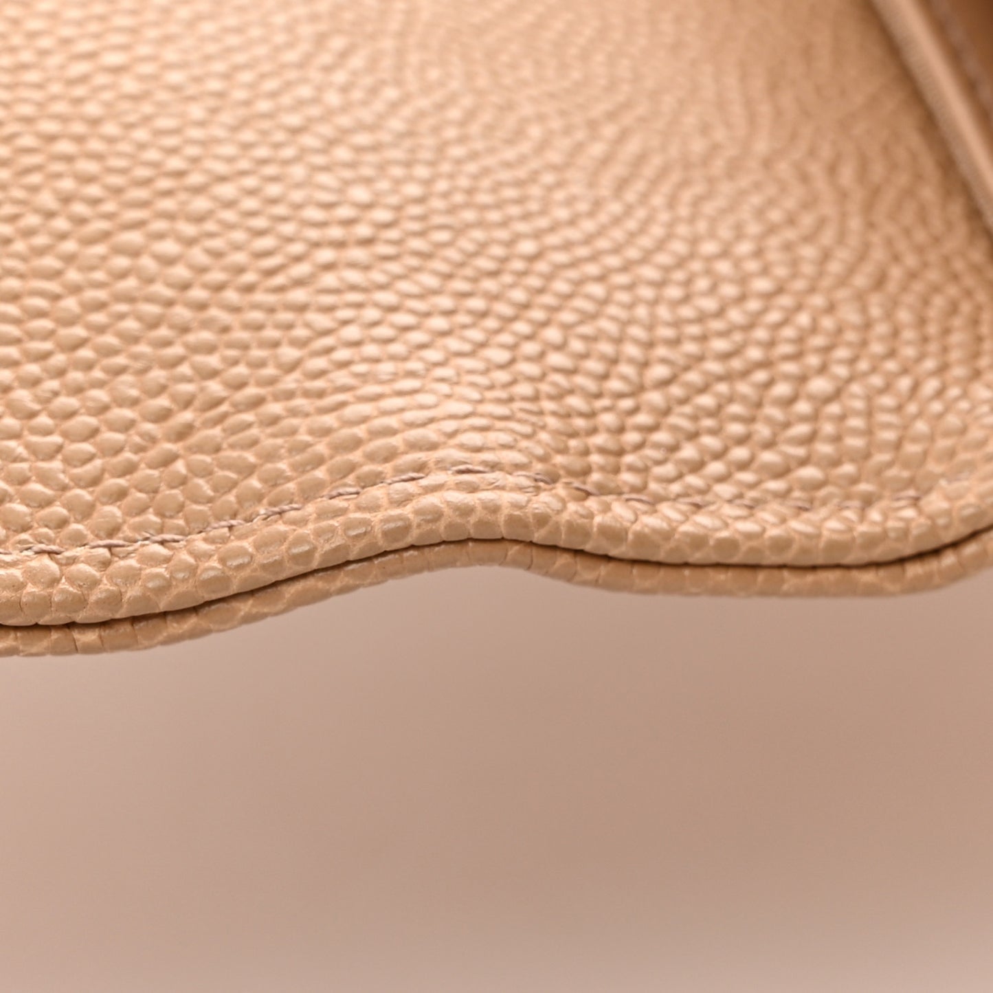Caviar Quilted Large Boy Gusset Flap Wallet Beige