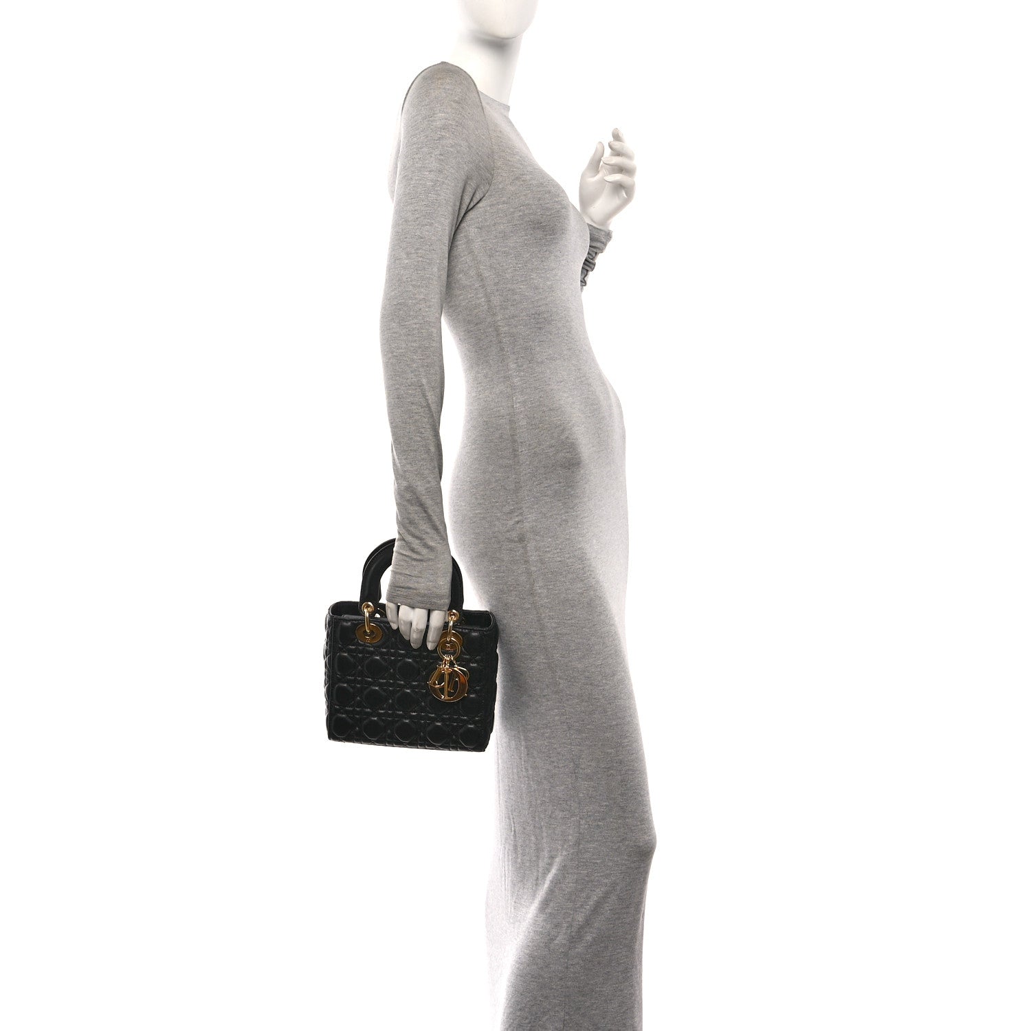 Christian Dior Lambskin Cannage Small Lady Dior Black 2 of 10