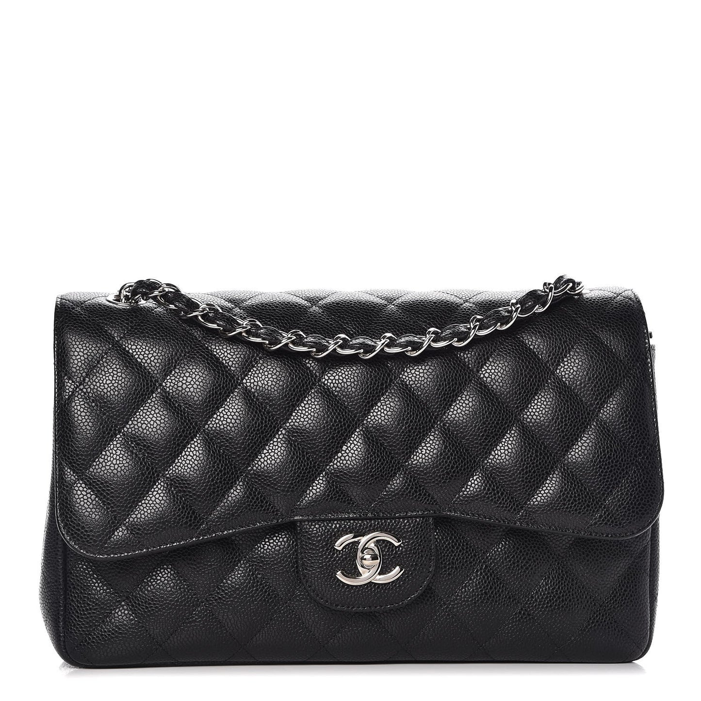 Caviar Quilted Jumbo Double Flap Black