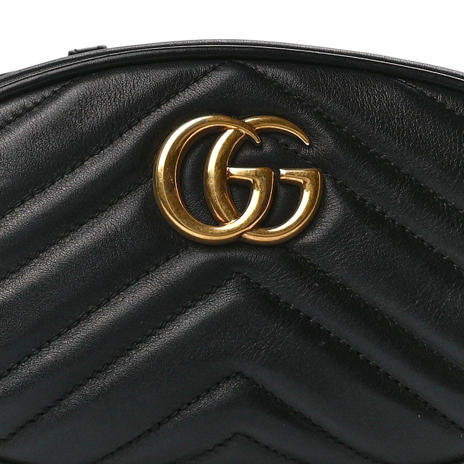 Gucci Calfskin Matelasse GG Marmont Belt Bag 75 30 Black 10 of 13
