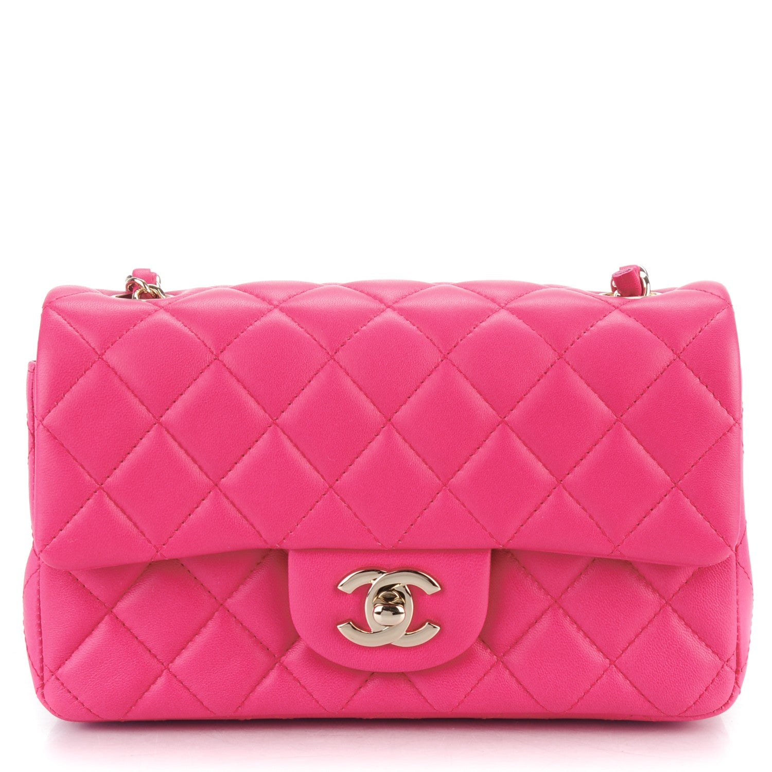 Chanel Lambskin Quilted Mini Rectangular Flap Dark Pink 1 of 7