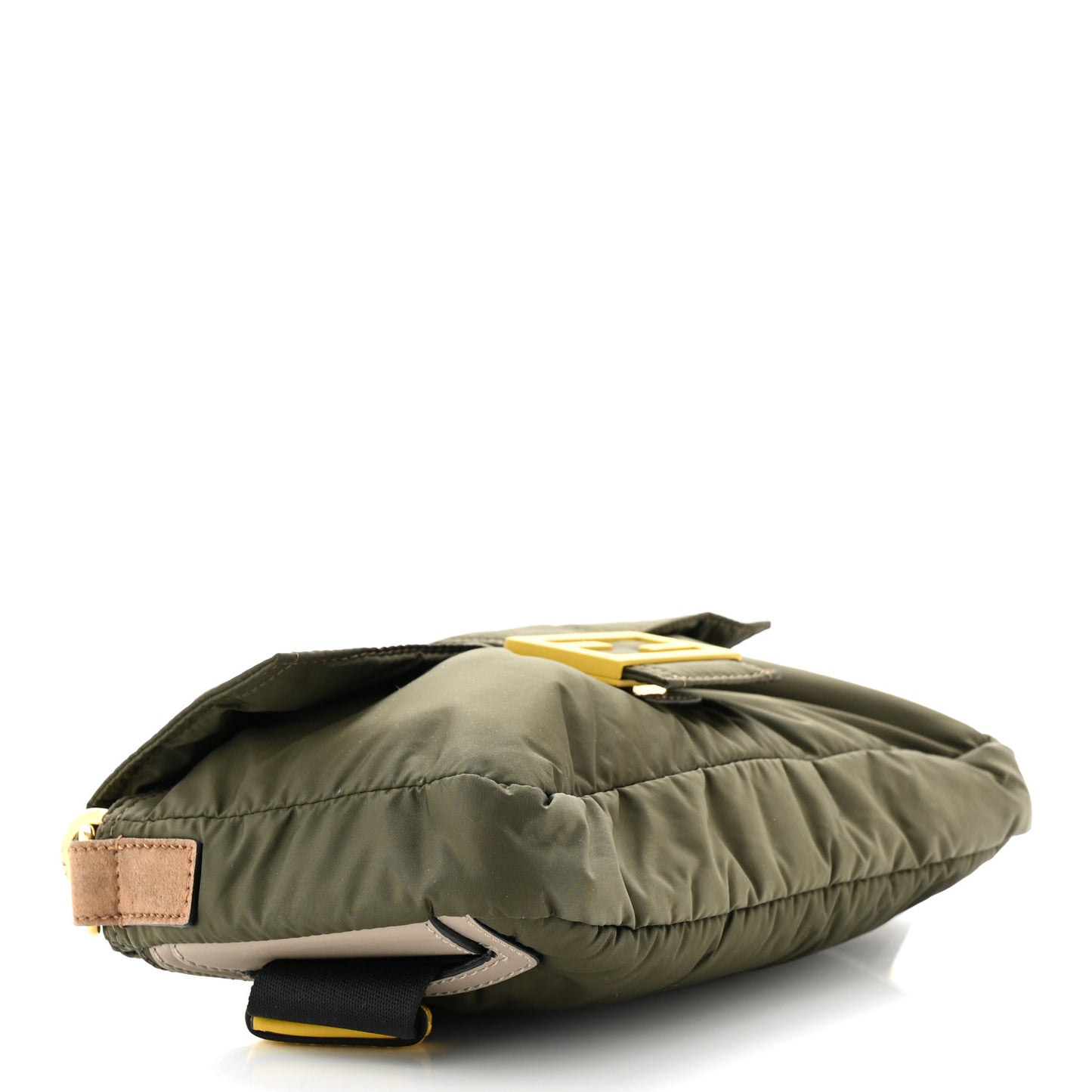 Nylon Dolmias Vitello Grace FF Puffer Belt Baguette Bag Military Brown Tortora